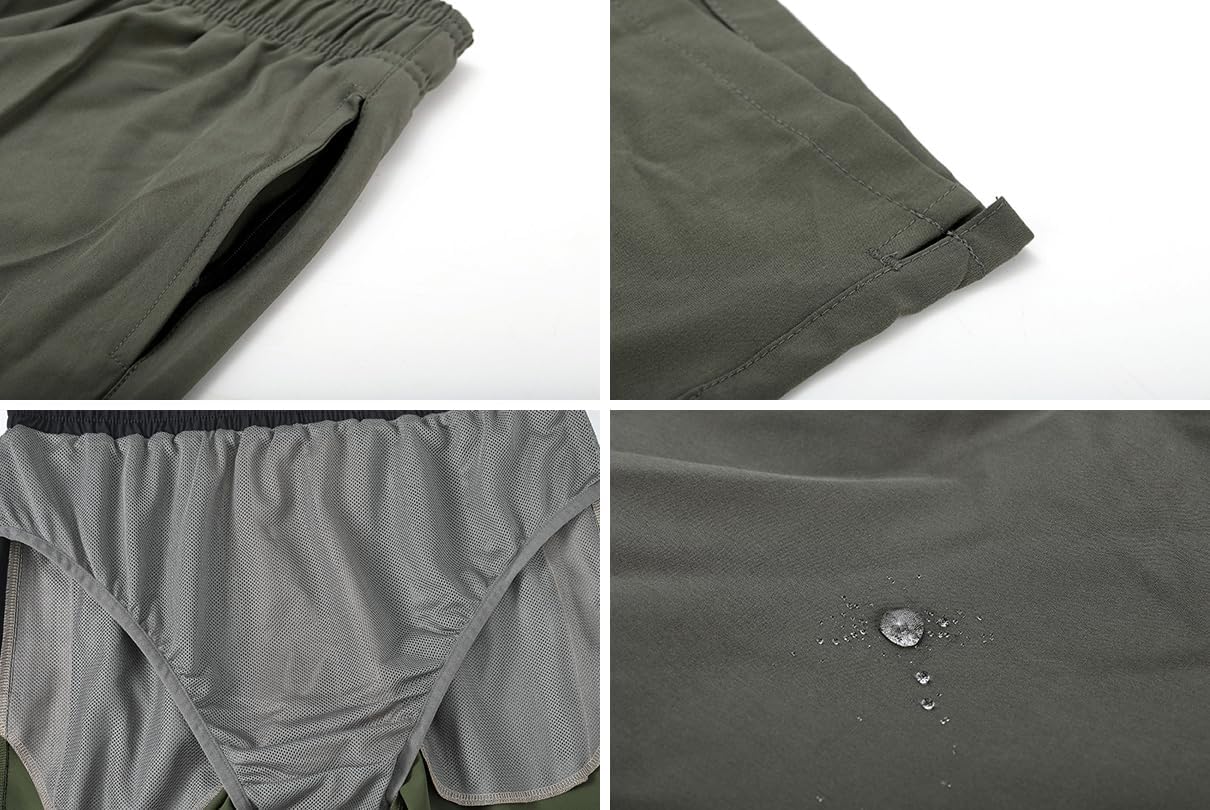 Detalle de Tyhengta Men’s Quick-Dry Swim Trunks with Zipper Pockets & Mesh Lining