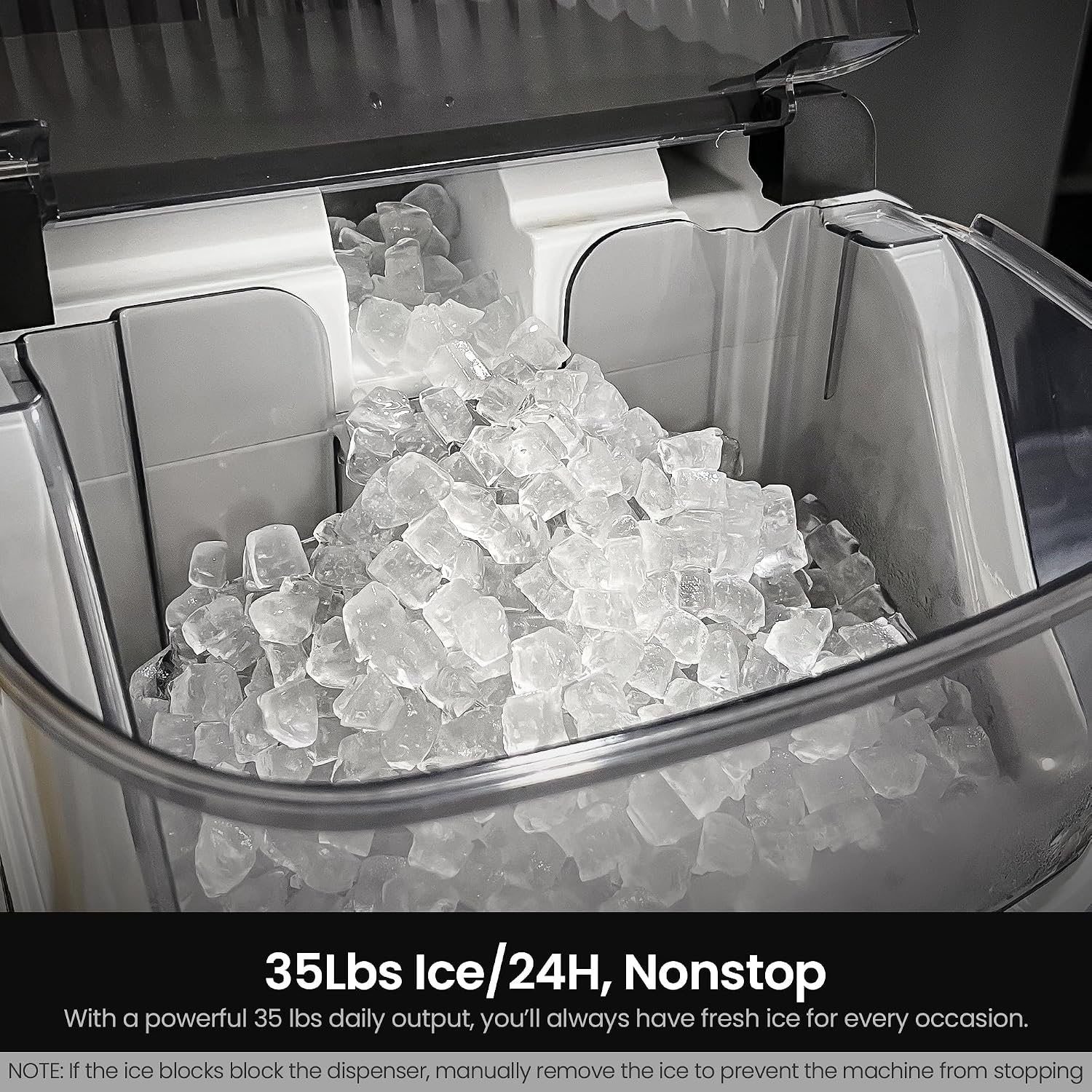 Detalle de Kismile Z5825NB Nugget Ice Maker, 35 lbs/Day, Self-Cleaning, 43 dB