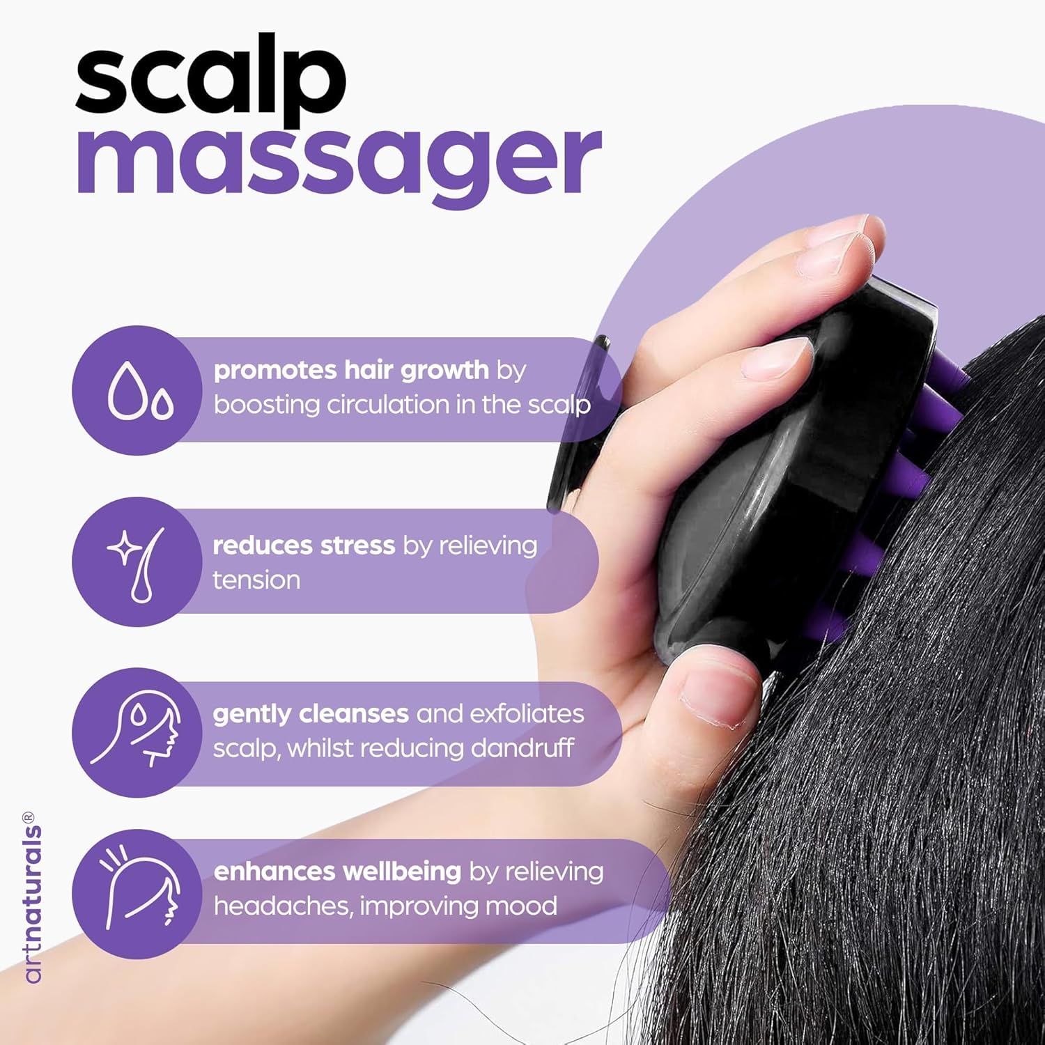 Detalle 2 de Artnaturals Organic Rosemary Castor Hair Oil + Massager Set