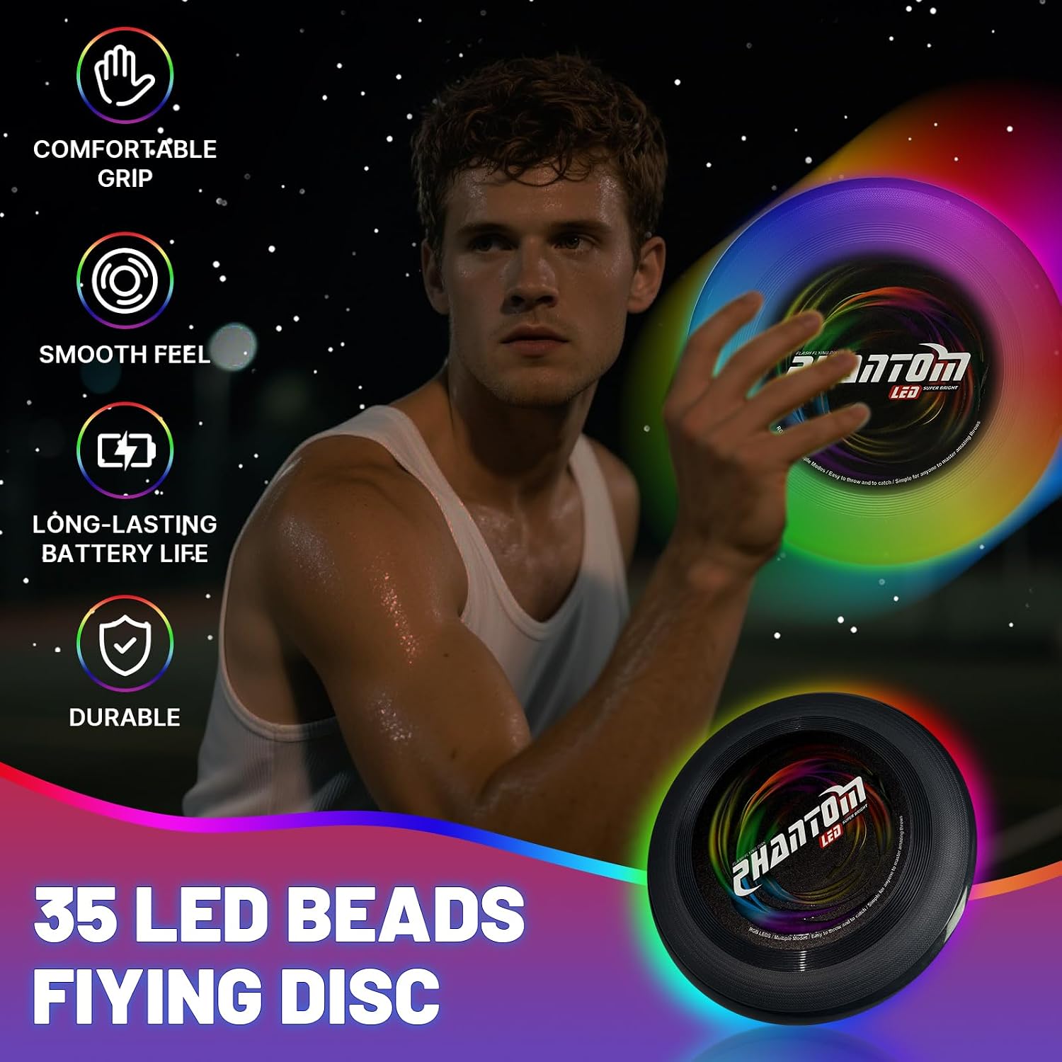 Thumbnail 1 de Camping Holiday Essentials Flying Disc: LED Frisbee for Nighttime Play