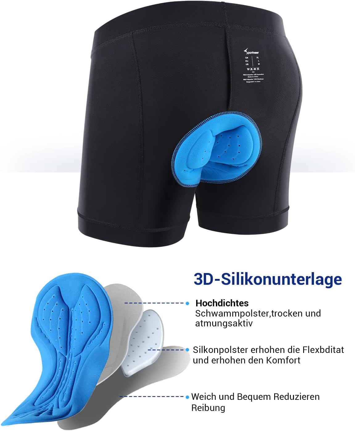 Thumbnail 4 de Sportneer Pantaloni da Ciclismo Imbottiti 82% poliammide