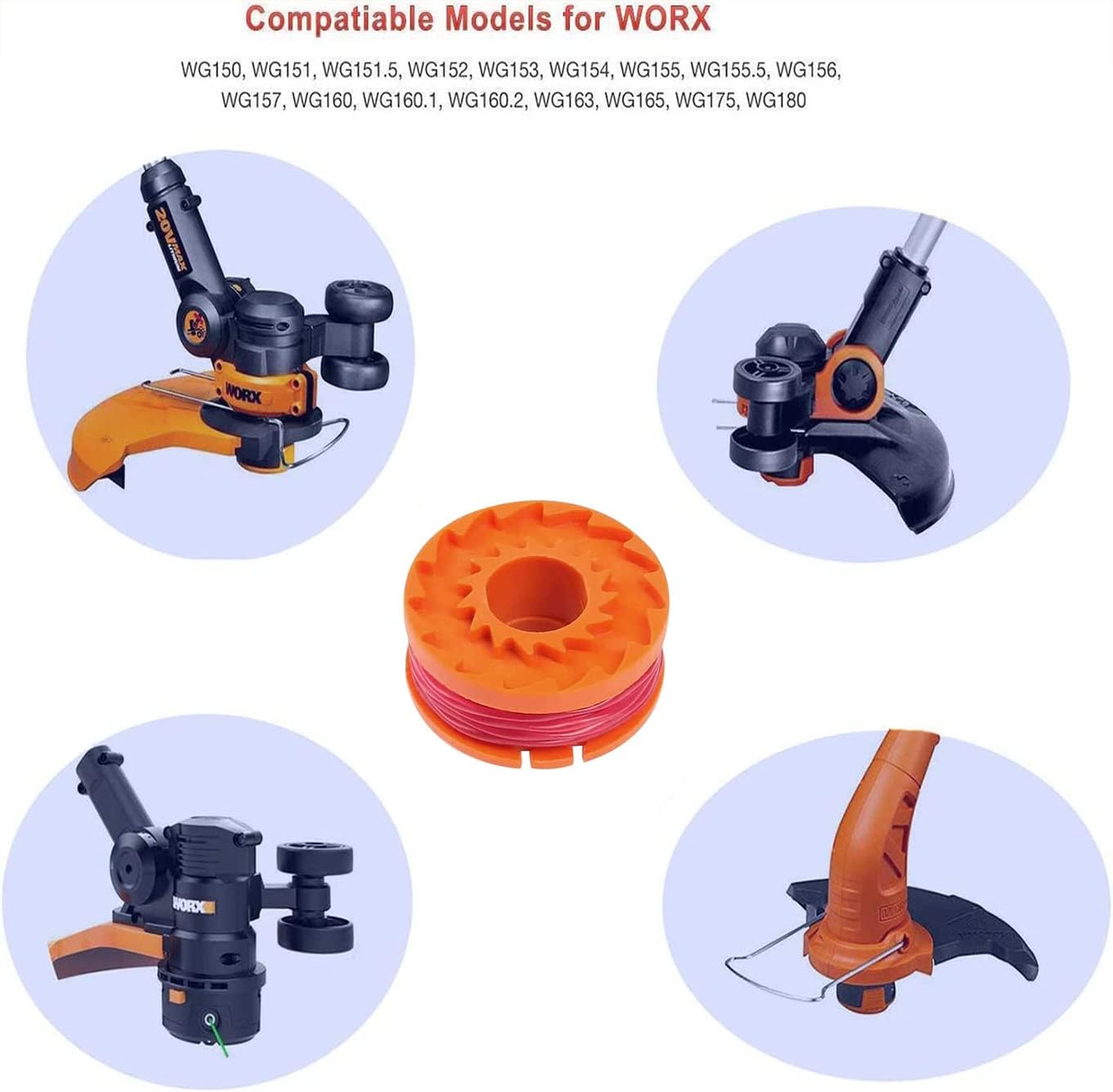 Thumbnail 3 de Worx WA0004 strimmer spool 4 pack