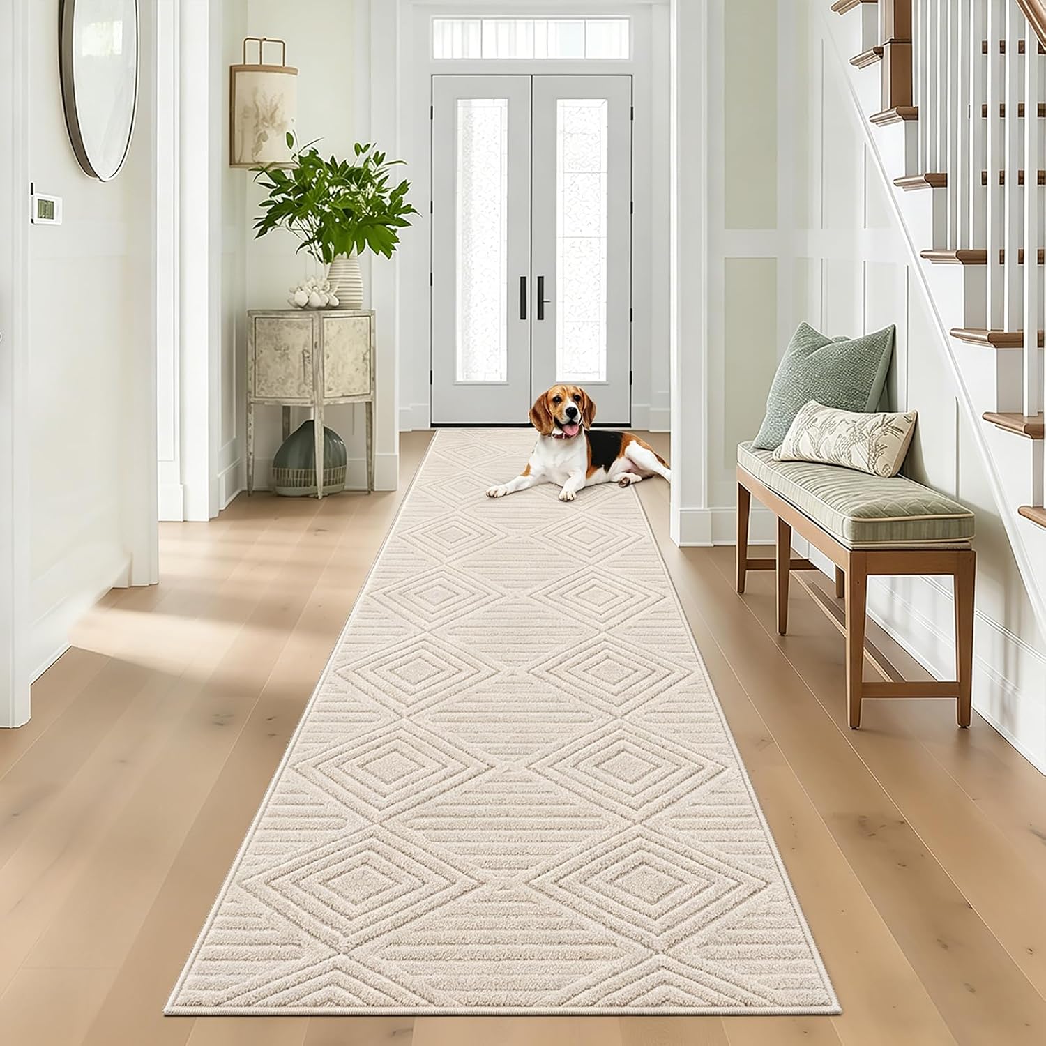 Thumbnail 2 de Capslpad 80 x 300 cm Carpet Runner, Beige, Washable and Non-Slip