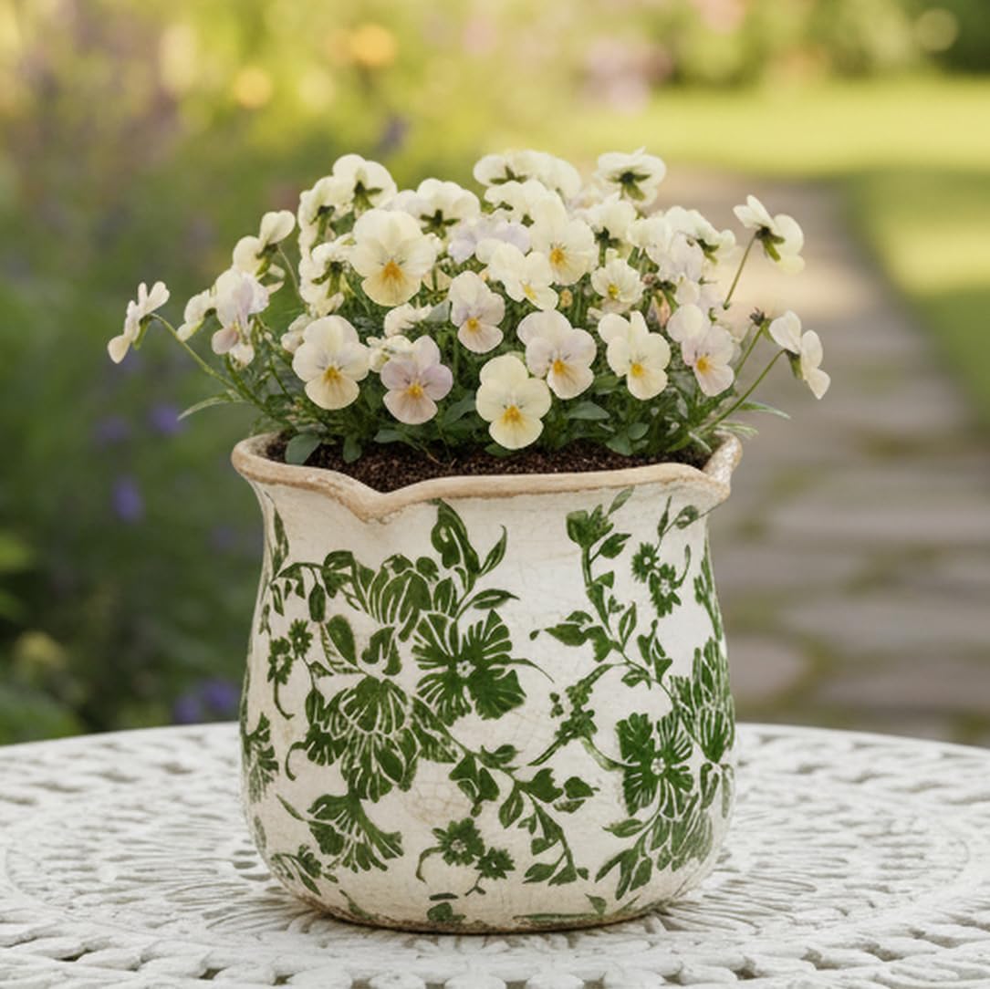 Thumbnail 1 de Xiaan Jiaju Tuscan Ceramic Planter, Green 6.11-inch Vase with Drainage