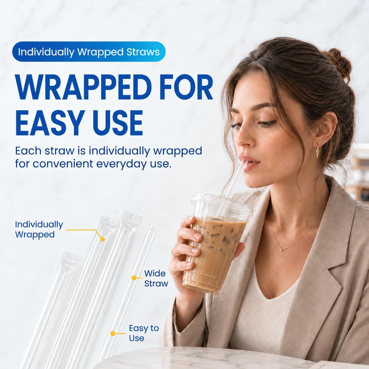 Detalle 2 de Clear Plastic Cups with Lids and Straws, 16 oz