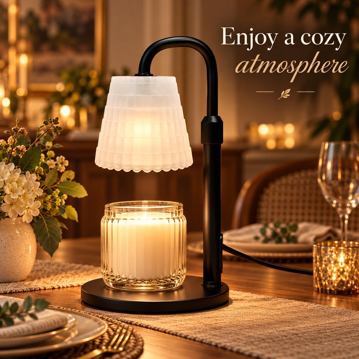 Detalle 2 de JIMEI C05D3-1-070000 Candle Warmer Lamp, Black Metal with Timer