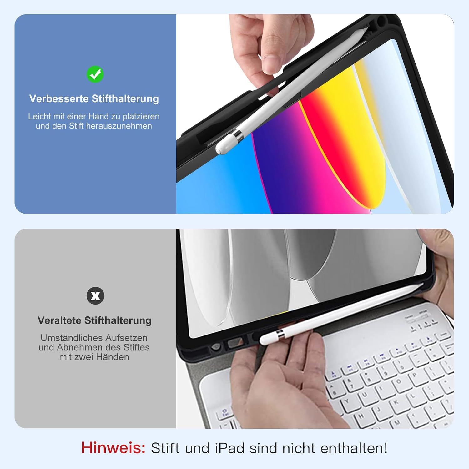 Detalle 2 de Vobafe Hülle mit Tastatur für iPad A16 (11/10.9) – abnehmbare magnetische Keyboard-Schutzhülle mit beleuchteten Tasten