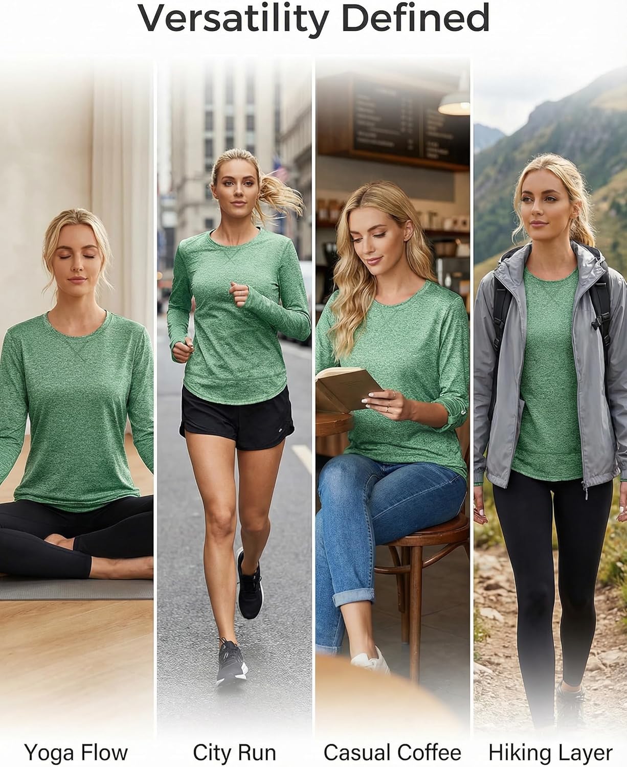 Thumbnail 6 de Terecey t-shirt de sport femme à manches longues (col rond) : séchage rapide et confort pour yoga, running et fitness