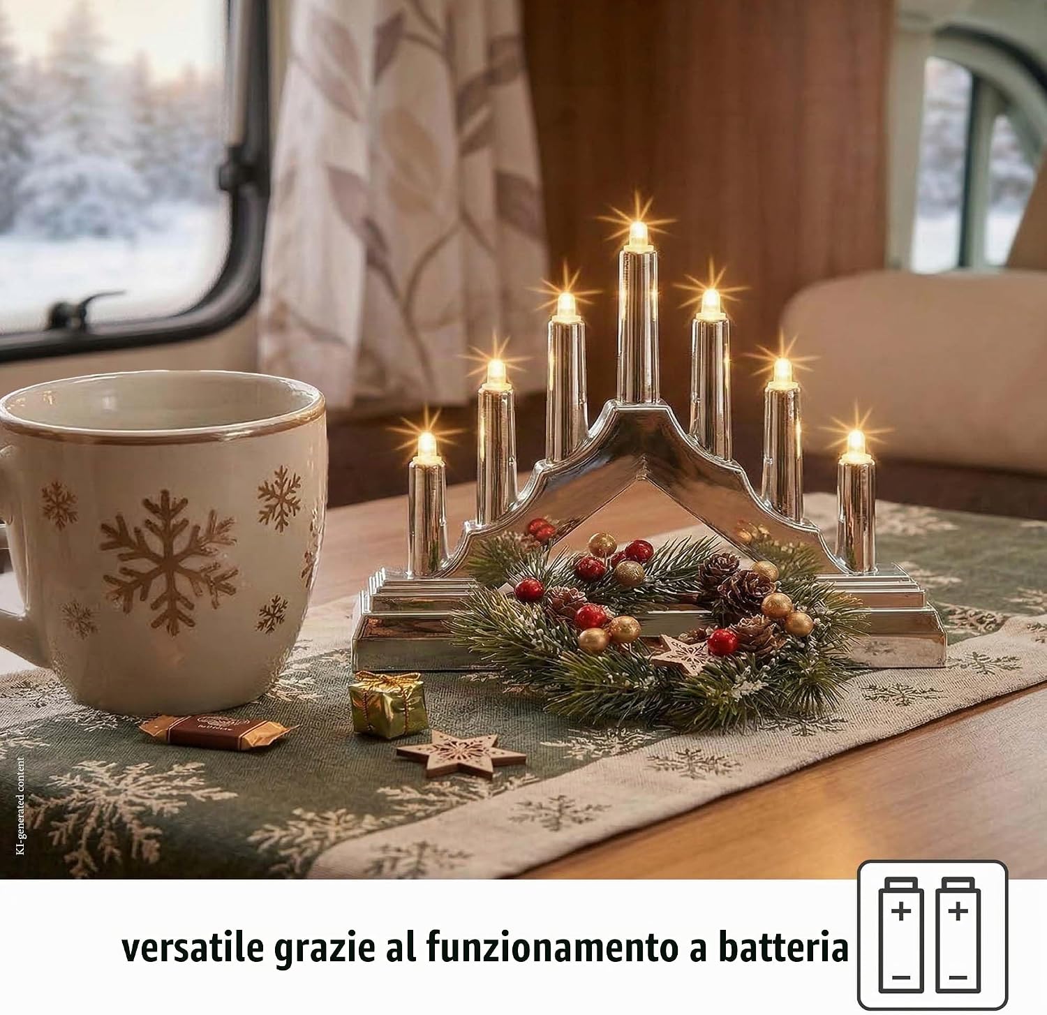 Detalle 2 de Hellum 520934: Candelabro LED argentato per interni con 7 luci calde
