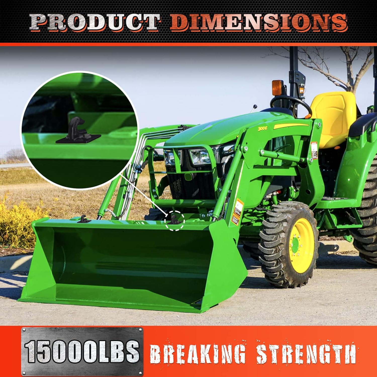 Thumbnail 6 de AMBULL Tractor Bucket Grab Hook Grade 70 Bolt-On Tow Hook, 3/8" Mount (2-Pack) — Forged Steel