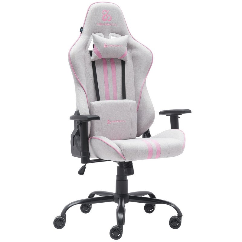 Detalle de Newskill Kitsune V2: Silla Gaming Tela Transpirable con Estructura de Acero (Blanca-Rosa)