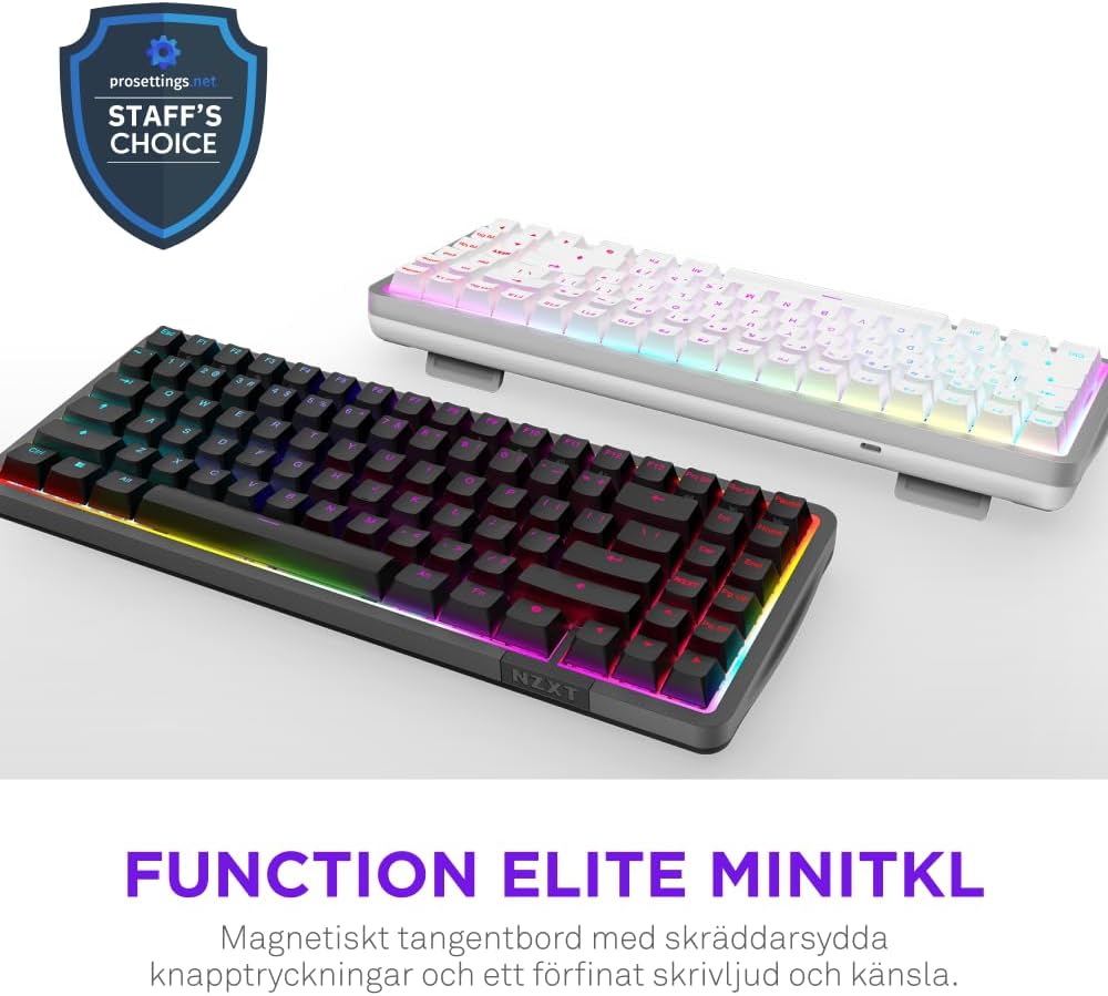 Detalle de NZXT Function Elite MiniTKL KB-101NW-US gamingtangentbord med Hall Effect och RGB