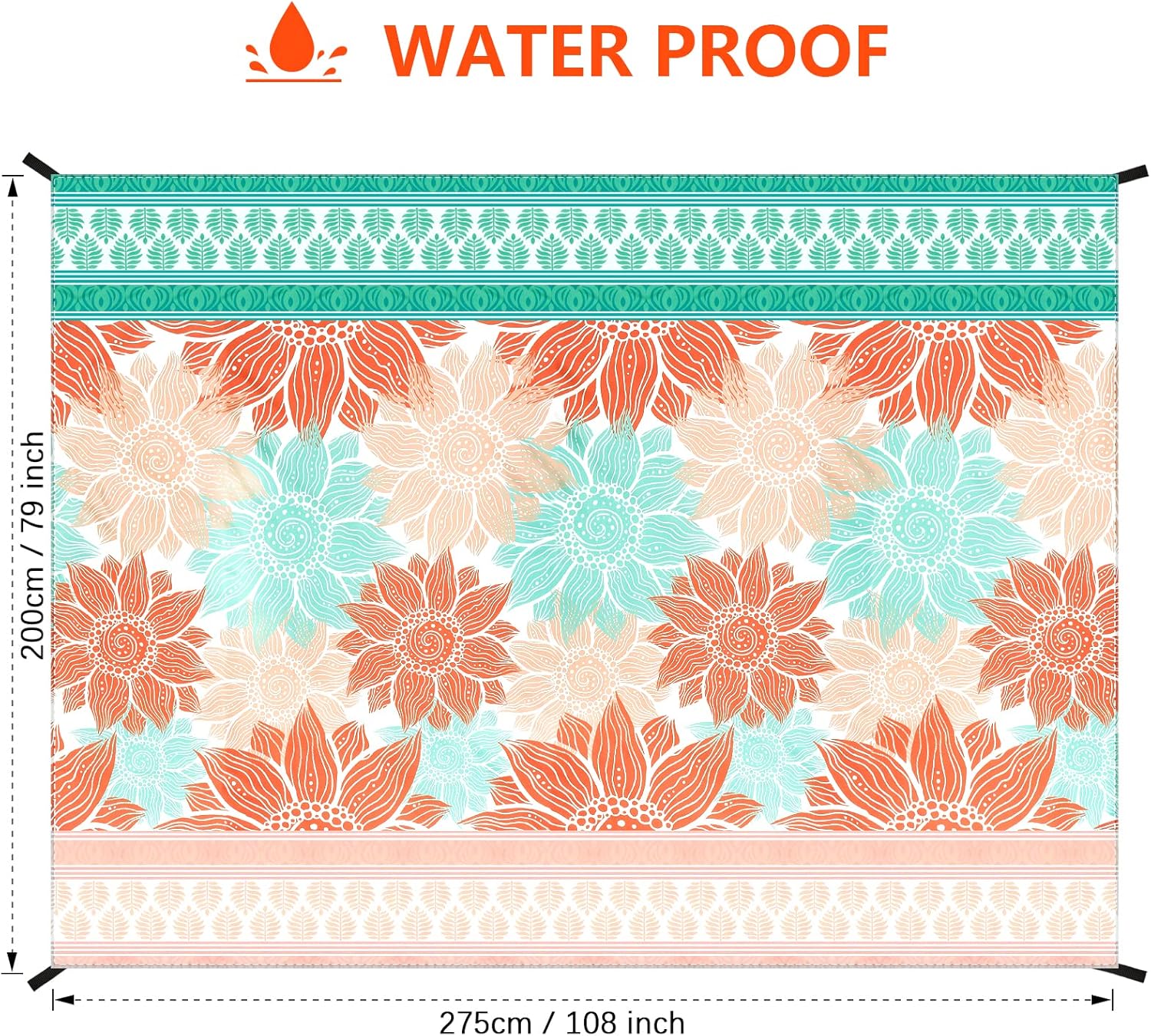 Thumbnail 1 de HIHOHO Beach Blanket Waterproof Sandproof Extra Large Beach Mat (79" x 83" / 120" x 108"), Quick-Drying & Durable for Outdoor Use