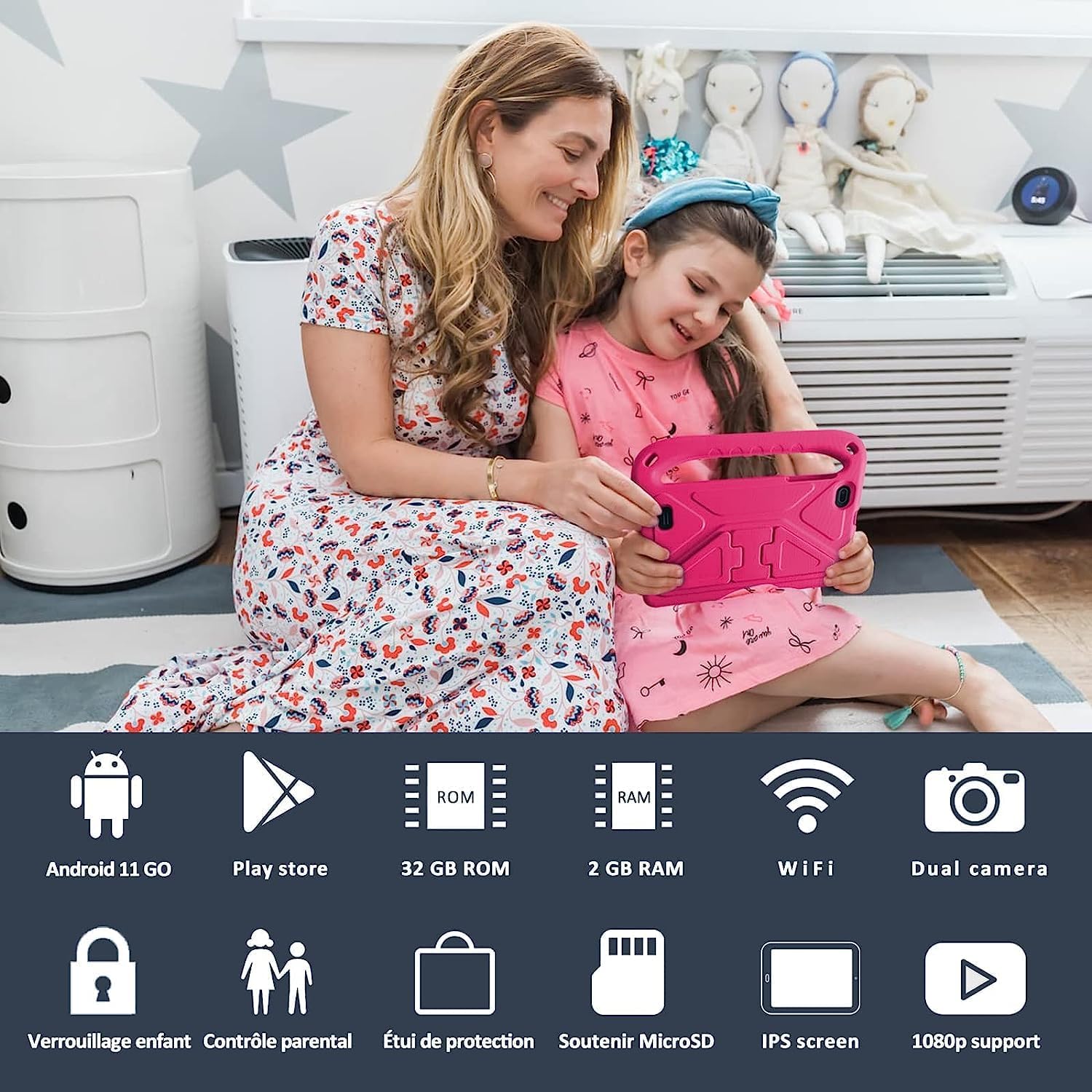 Thumbnail 1 de GOODTEL Tablette enfants G7 Android 11 (7 pouces, 32Go, WiFi/Bluetooth/GPS) avec étui — contrôle parental