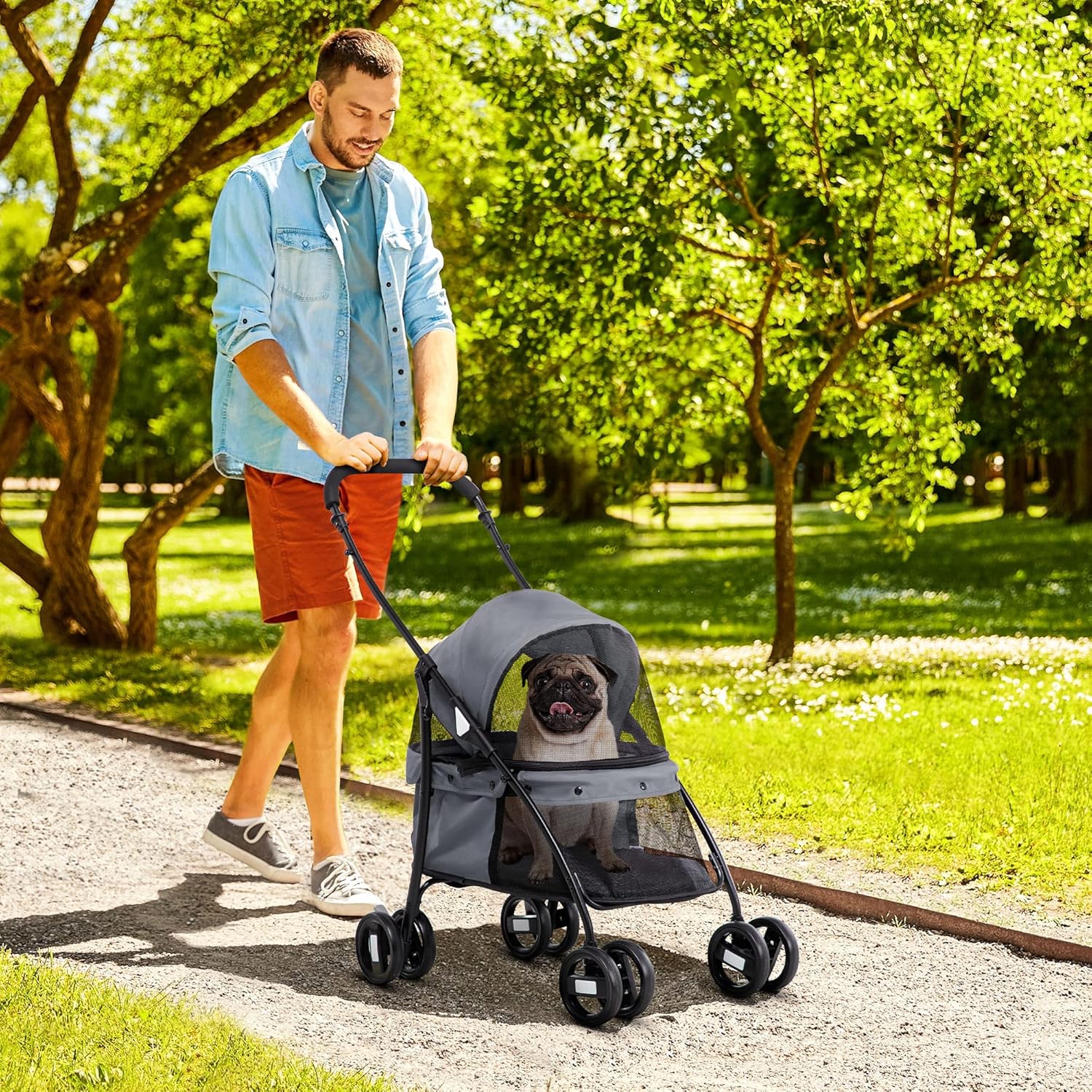 Detalle 2 de PawHut Carrito para Perros plegable 10 kg