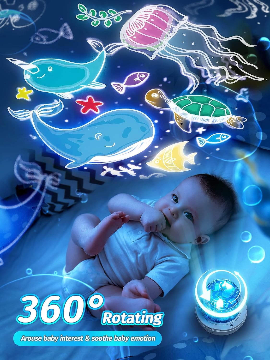 Thumbnail 4 de Nachtlicht Sternenhimmel Projektor Kinder – 4-in-1 mit 12 Farbumschlägen, Spieluhr & Einhorn-Deko