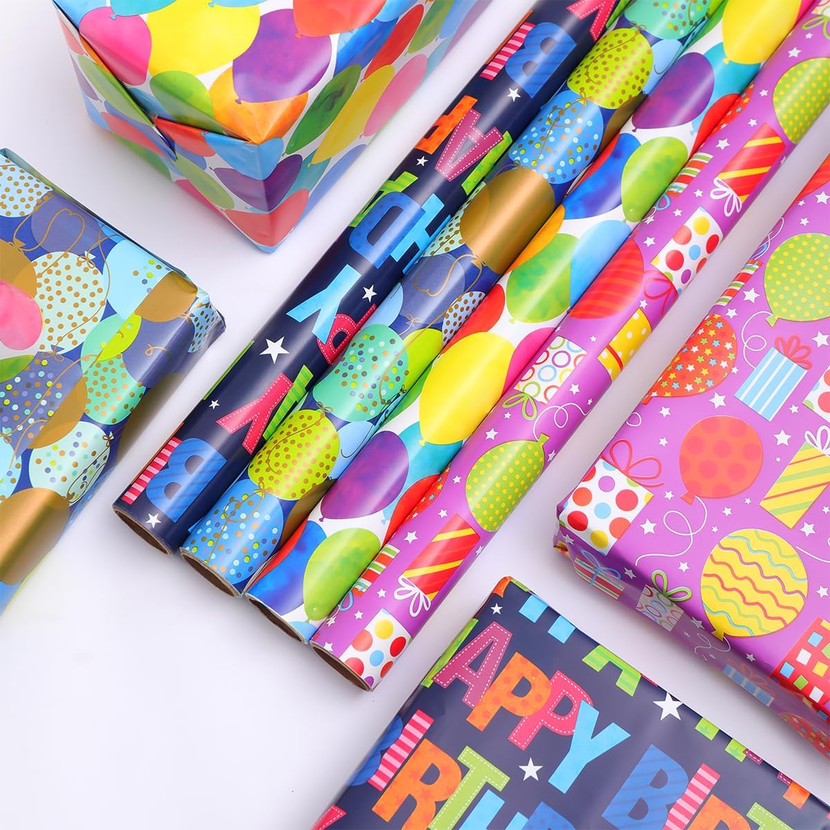 Thumbnail 2 de HBell Birthday Wrapping Paper Rolls – 4 Roll Set, 43cm x 3m each