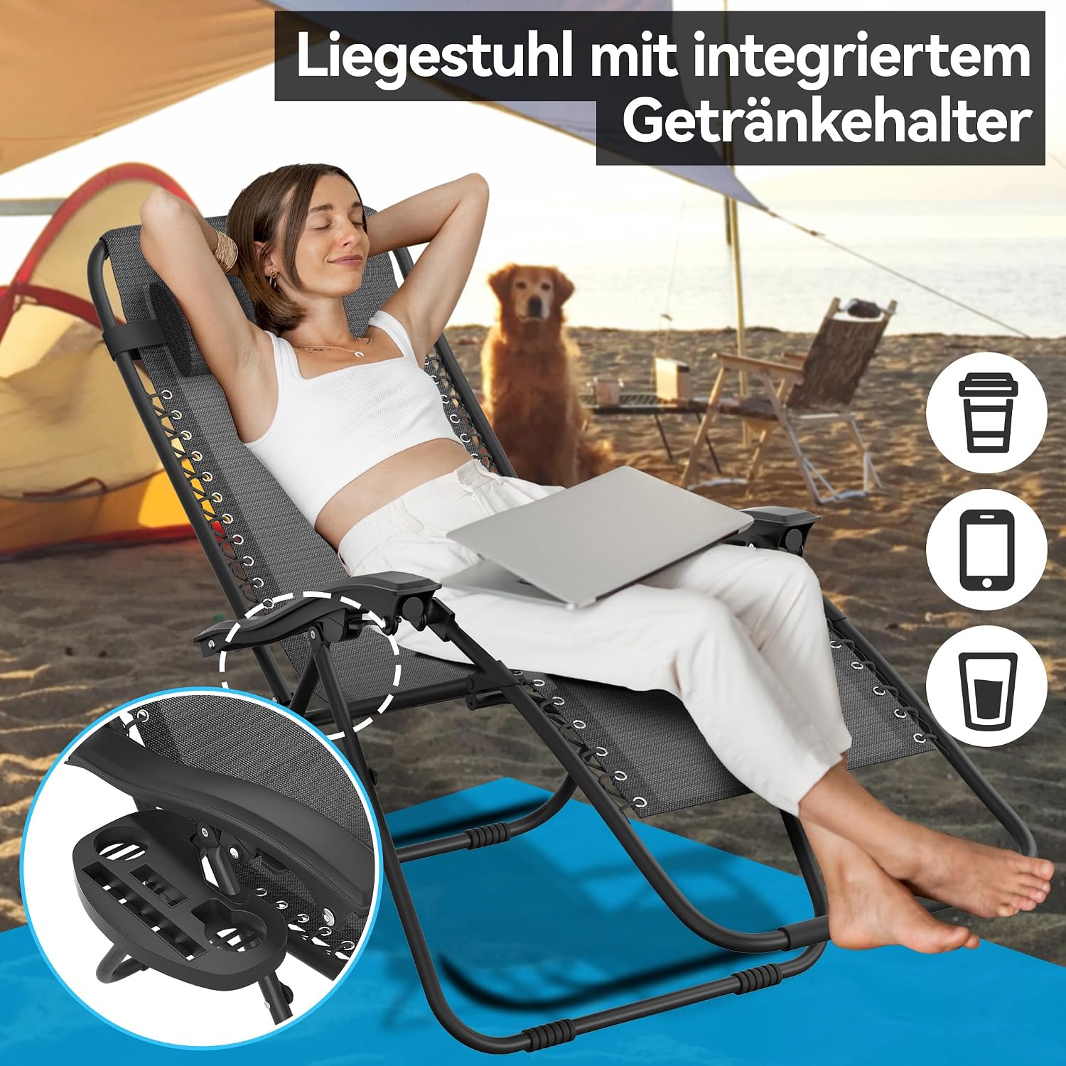 Thumbnail 5 de UISEBRT RHX-(HW02932GB-V) Folding Deck Chairs, Set of 2, 64 cm Wide