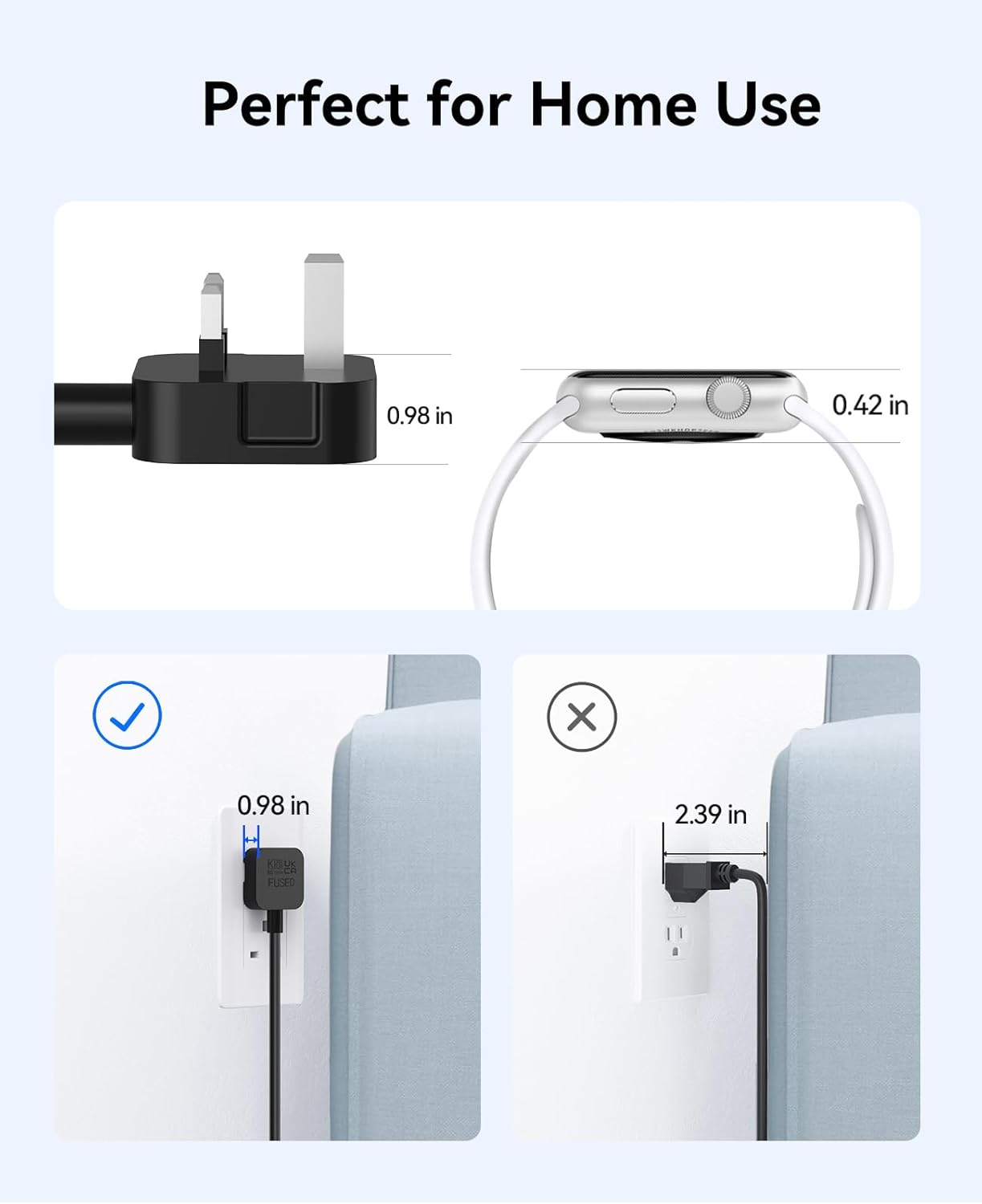 Detalle 2 de ORICO Travel Extension Lead with USB Slots (2 outlets, 3 USB ports, 13A) – rollable power strip for travel and home