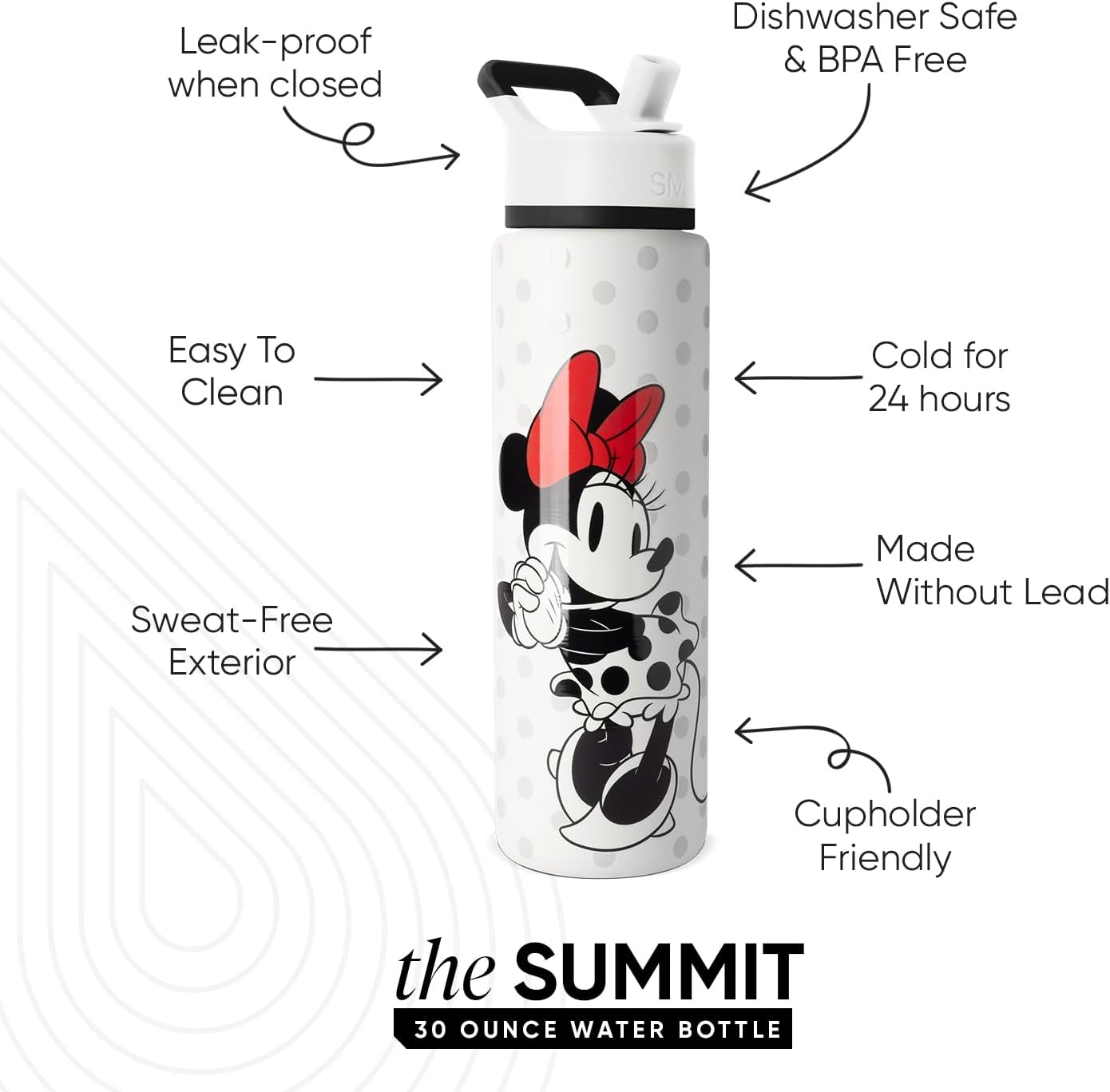 Thumbnail 1 de Simple Modern Summit 30oz Straw Lid Water Bottle with Leak-Proof Design (Disney Minnie)