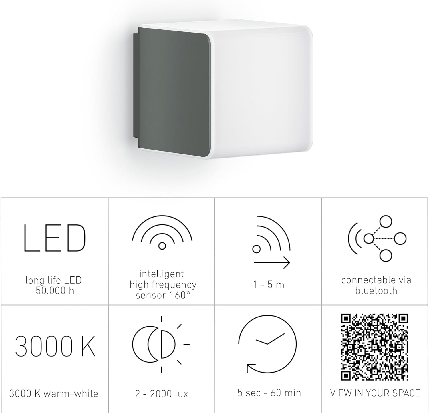 Thumbnail 3 de Steinel L 830 SC lampada LED da esterni con sensore movimento 160° e collegamento via app Bluetooth