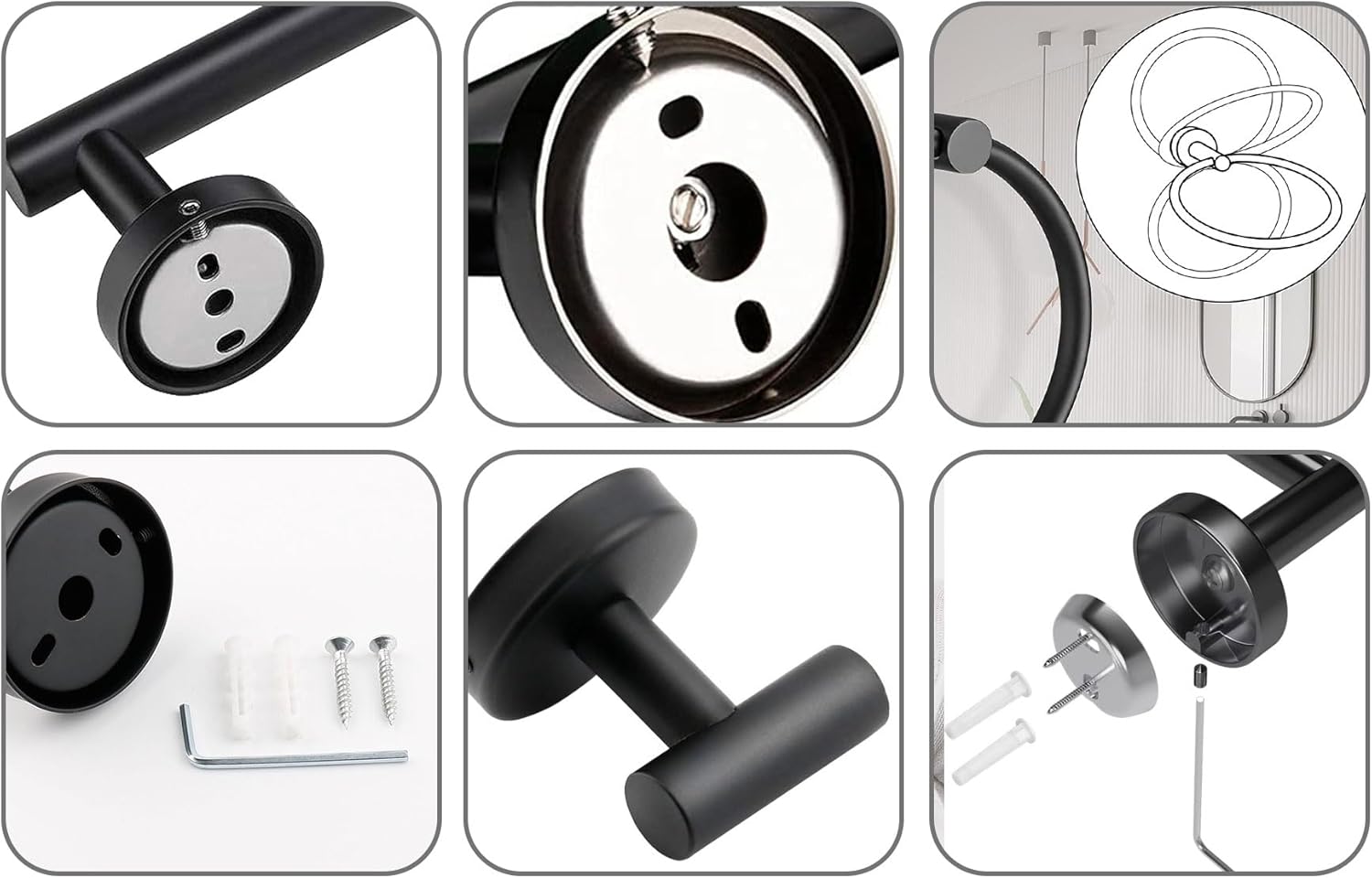 Thumbnail 4 de Betadistor Towel Rail Wall Mounted 5-Piece Bathroom Accessories Set