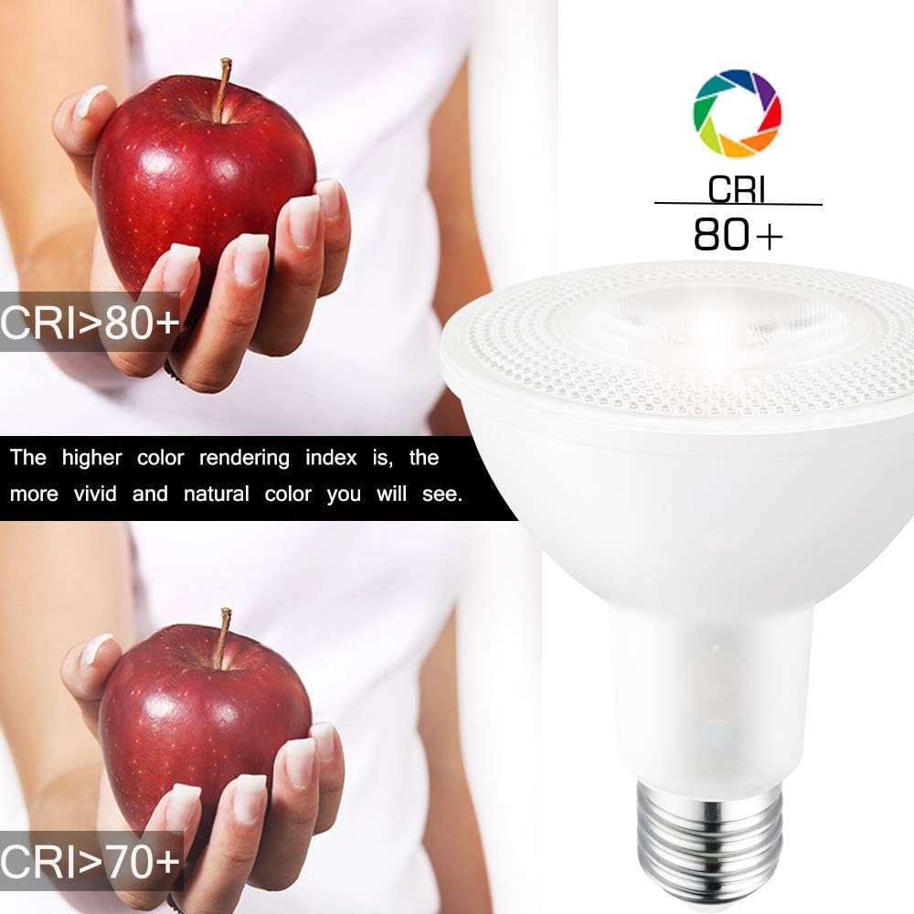 Detalle de TUMUPSM T-PARW12 PAR30 LED Bulbs, 3000K Warm White, Dimmable, 4-Pack