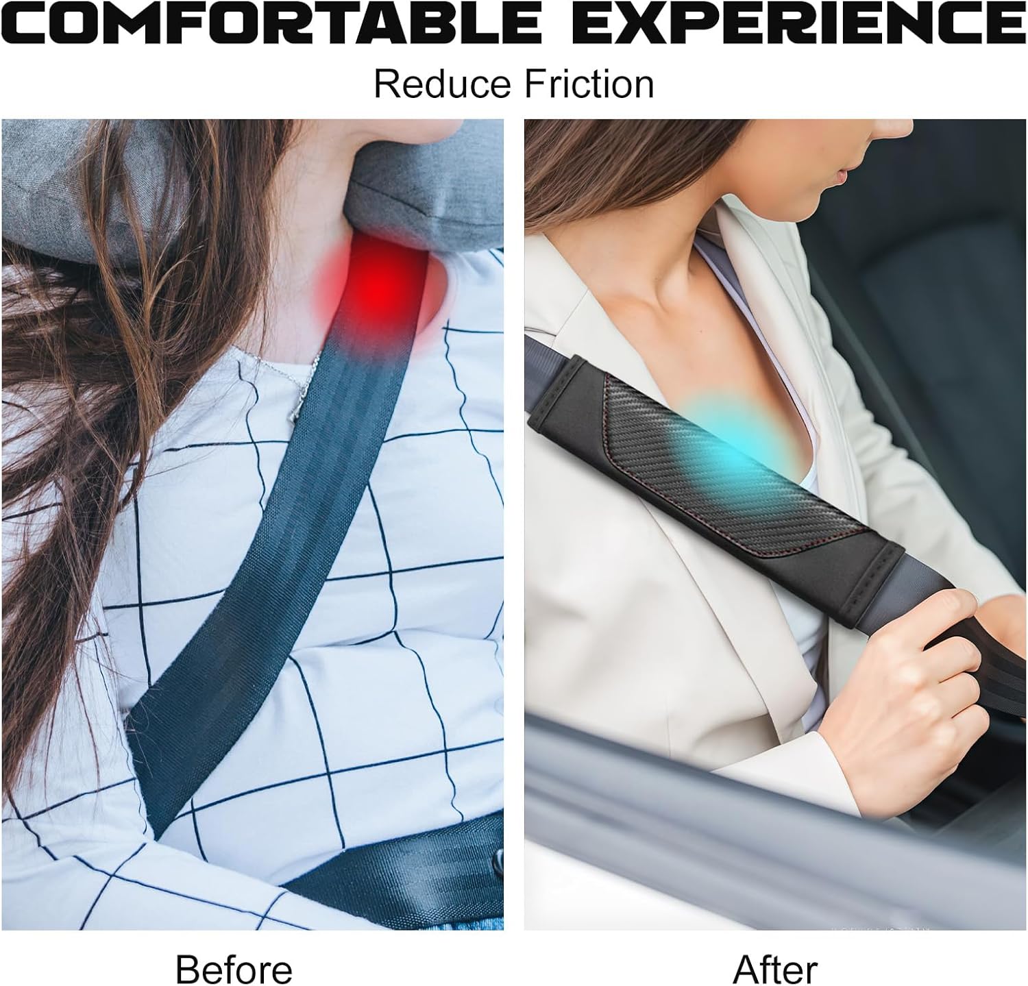 Detalle de Flintronic protège-ceinture de sécurité pour voiture (pack de 3) universel, pour enfants et adultes