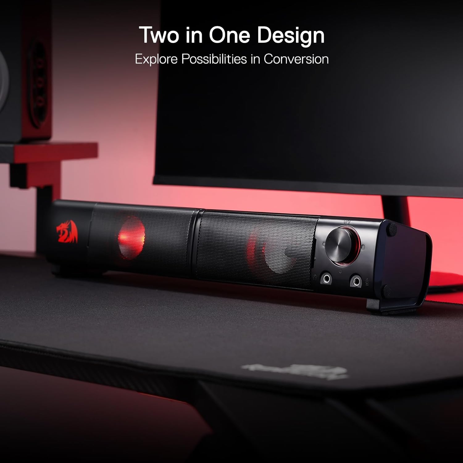 Thumbnail 4 de Redragon GS550 Orpheus 2.0 Channel PC Gaming Sound Bar Speakers (USB powered, 3.5mm, red backlit)