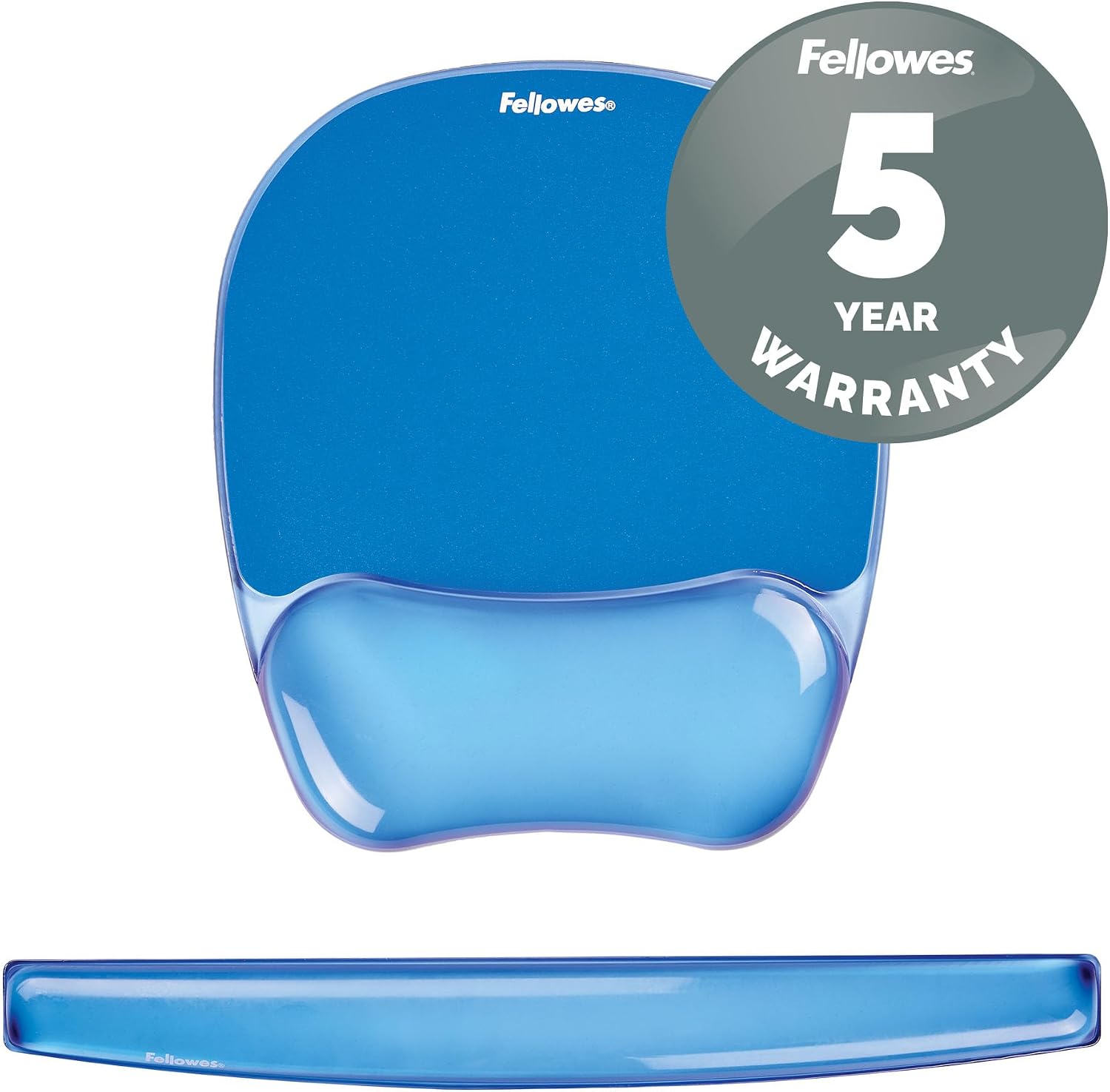 Detalle de Fellowes Crystals Gel Wrist Support Mouse Mat – Blue (15 cm x 20.2 cm x 23 cm)