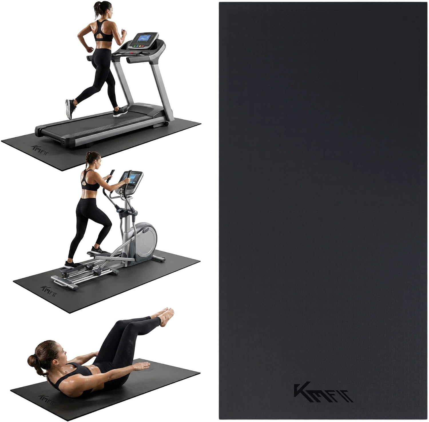 KM-Fit Bodenschutzmatte 130x70 cm – rutschfeste Unterlage für Fitnessgeräte
