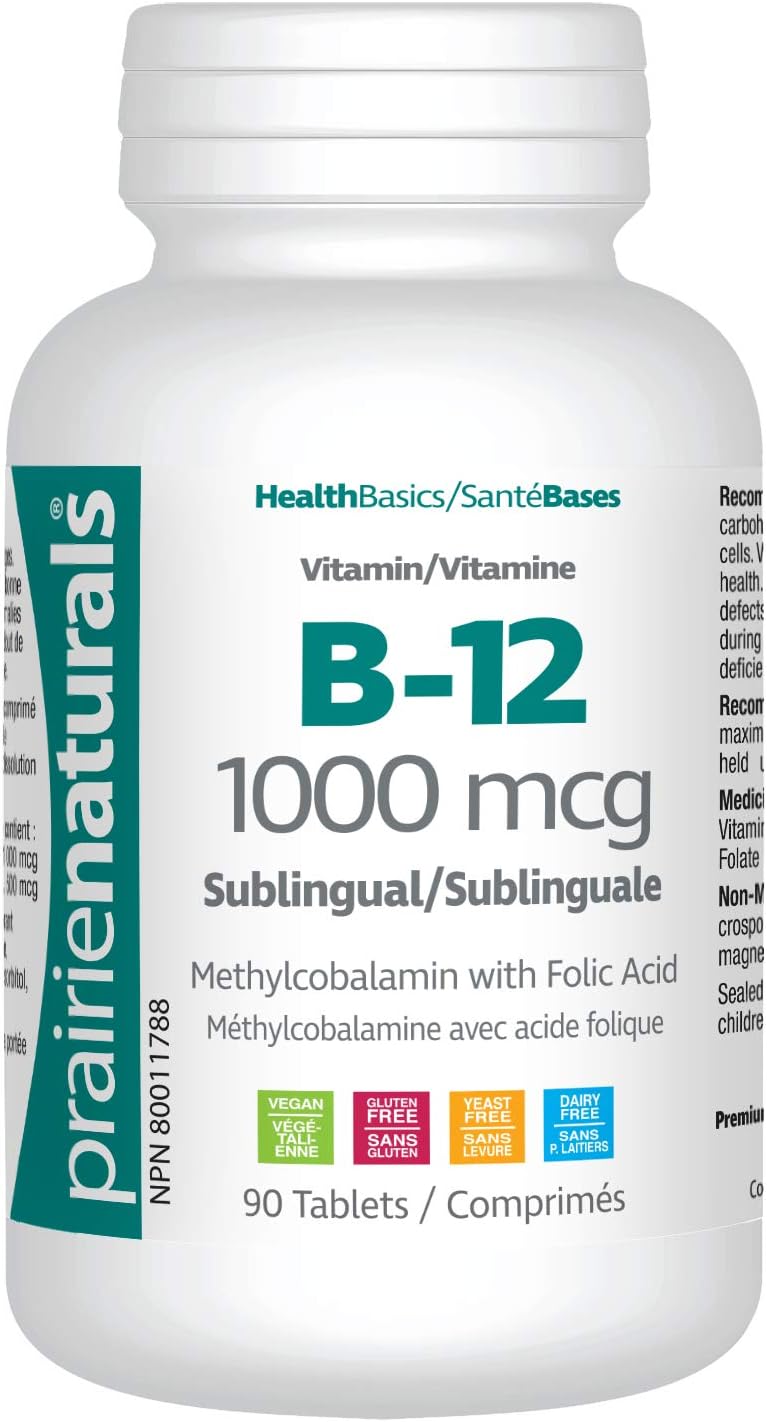 Detalle de Prairie Naturals 00267 Sublingual B12 Tablets with Folic Acid, Cherry