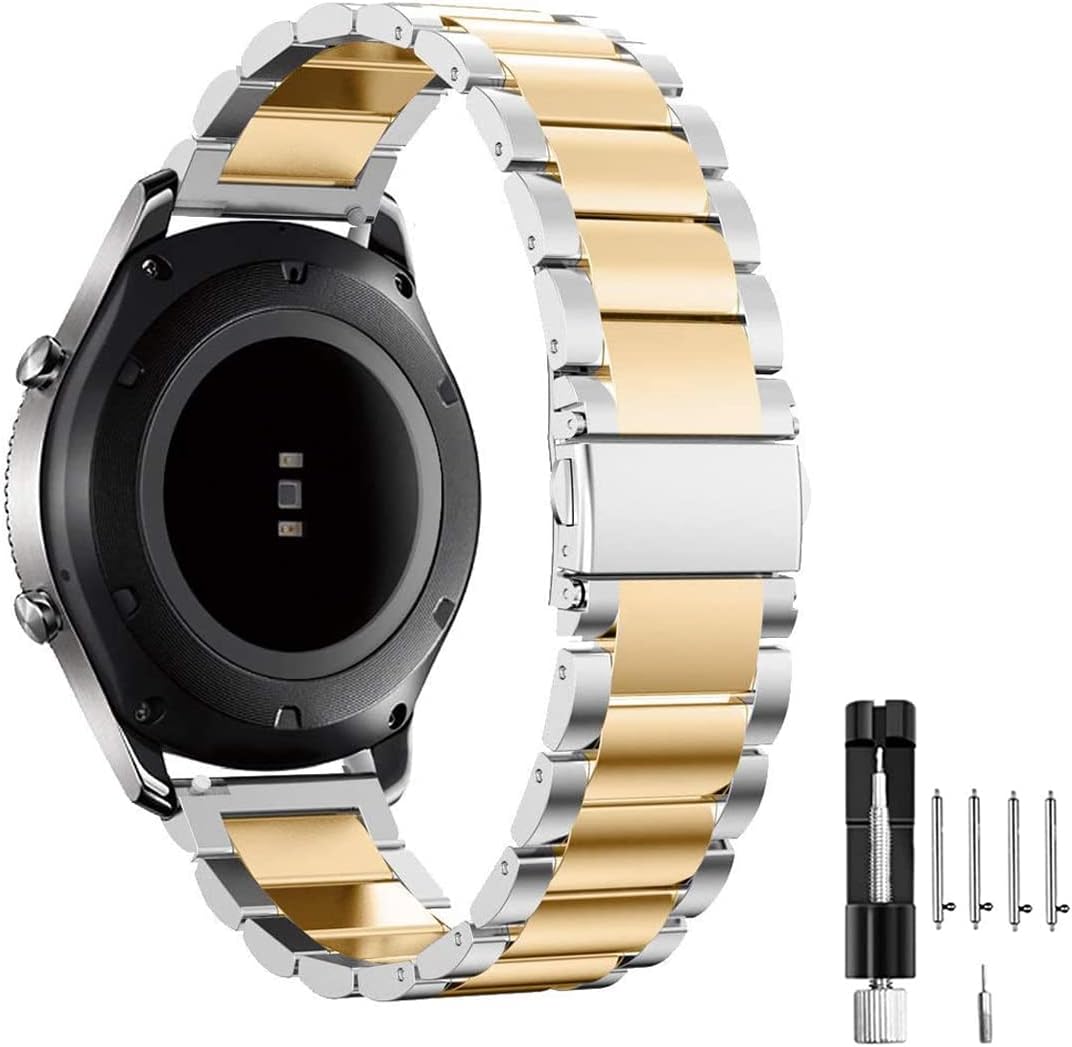 Detalle de MUENShop 20mm Stainless Steel Watch Strap for Samsung Galaxy Watch 3 (41mm) and Similar 42mm Models
