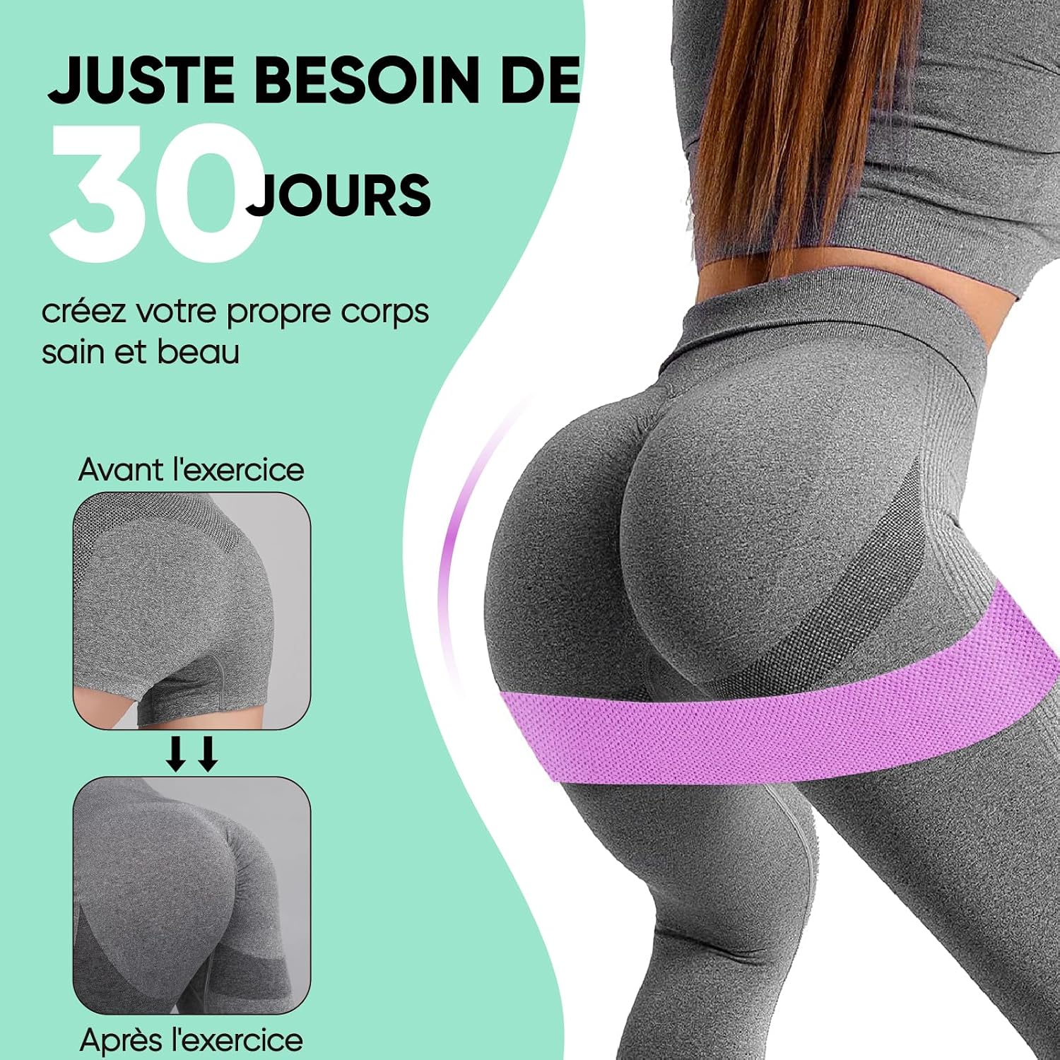 Thumbnail 6 de Suright Bande Elastique Musculation en Tissu – Bande Élastique Fitness à 3 niveaux