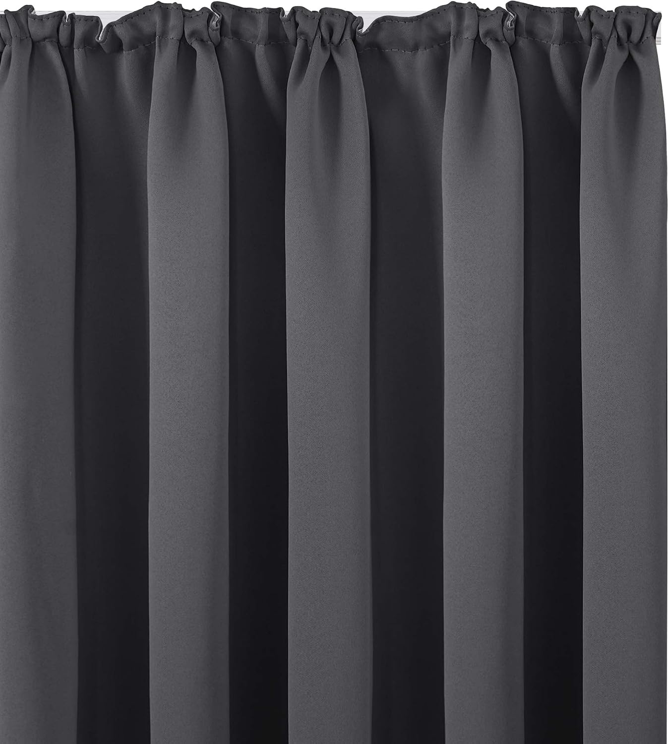 Detalle 2 de Deconovo Verdunkelungsvorhänge mit Kräuselband, 245x140 cm (2er-Set) – Dunkelgrau