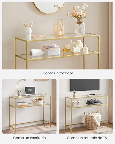 Thumbnail 6 de VASAGLE Mesa de Consola Dorada con Vidrio Templado