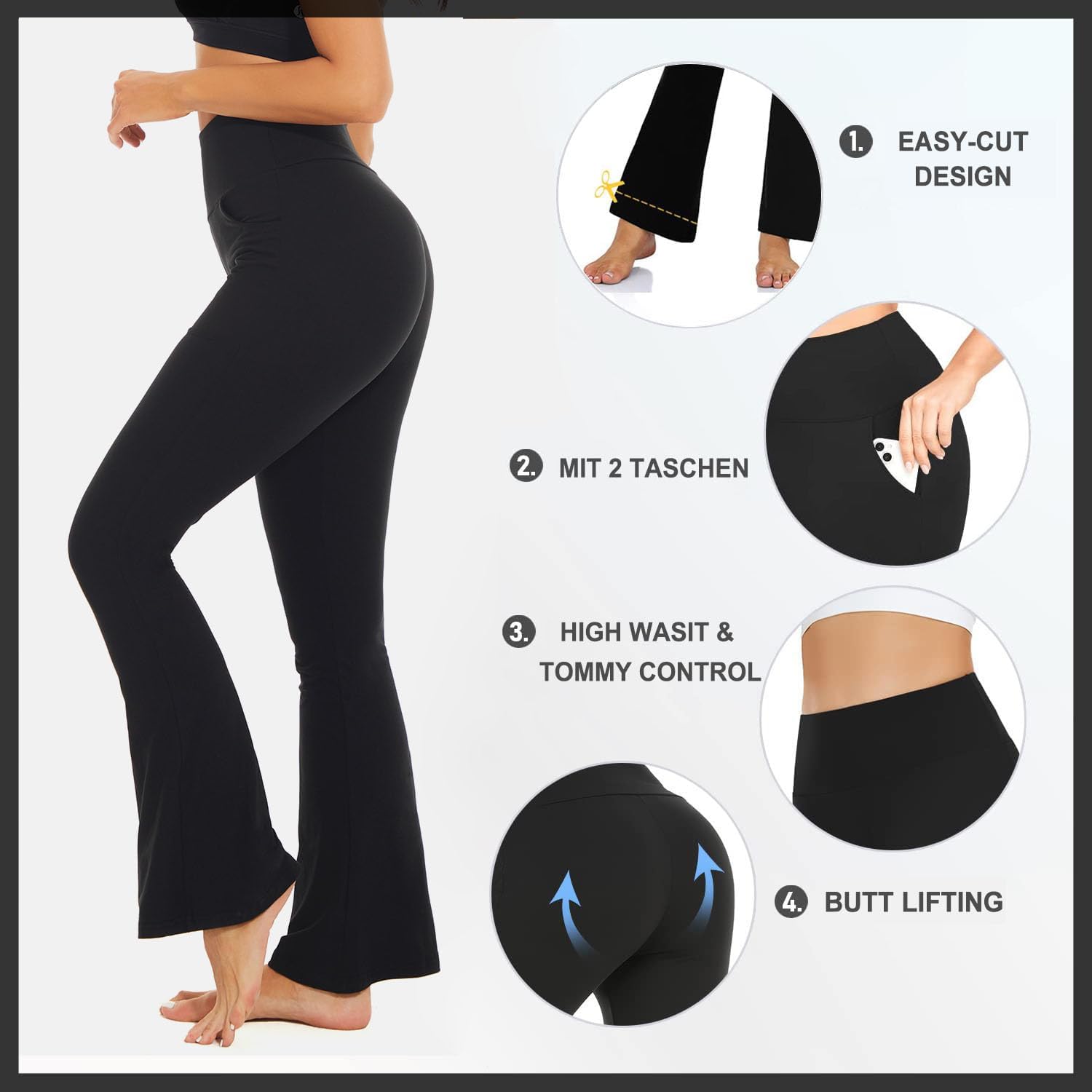 Thumbnail 3 de ACTINPUT Yogahose Damen mit hoher Taille, Bootcut/Schlaghose und 4-Wege-Stretch