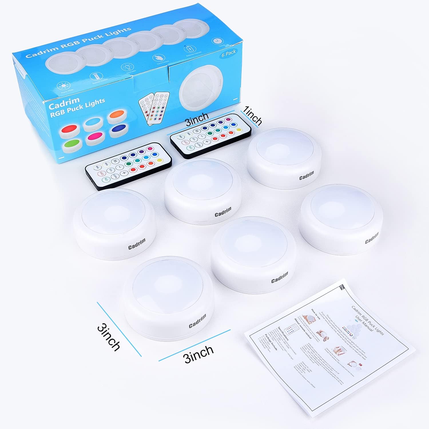 Thumbnail 2 de Cadrim Under Cabinet Lights RGB Wireless LED Closet Lights (3000K), Dimmable 6pc