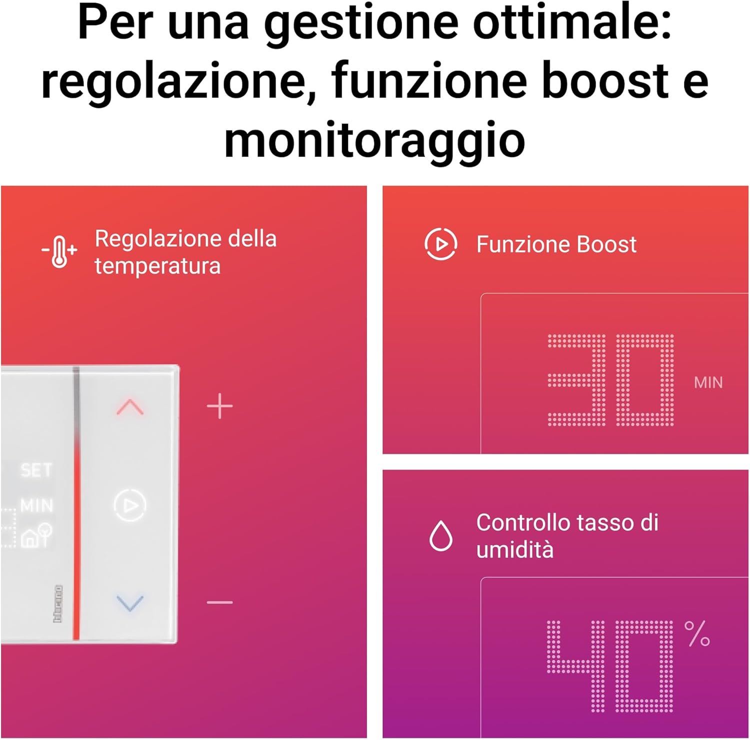 Thumbnail 2 de BTICINO SXW8002W Smarther2 WiFi: Termostato da parete con controllo remoto e IVA Netatmo