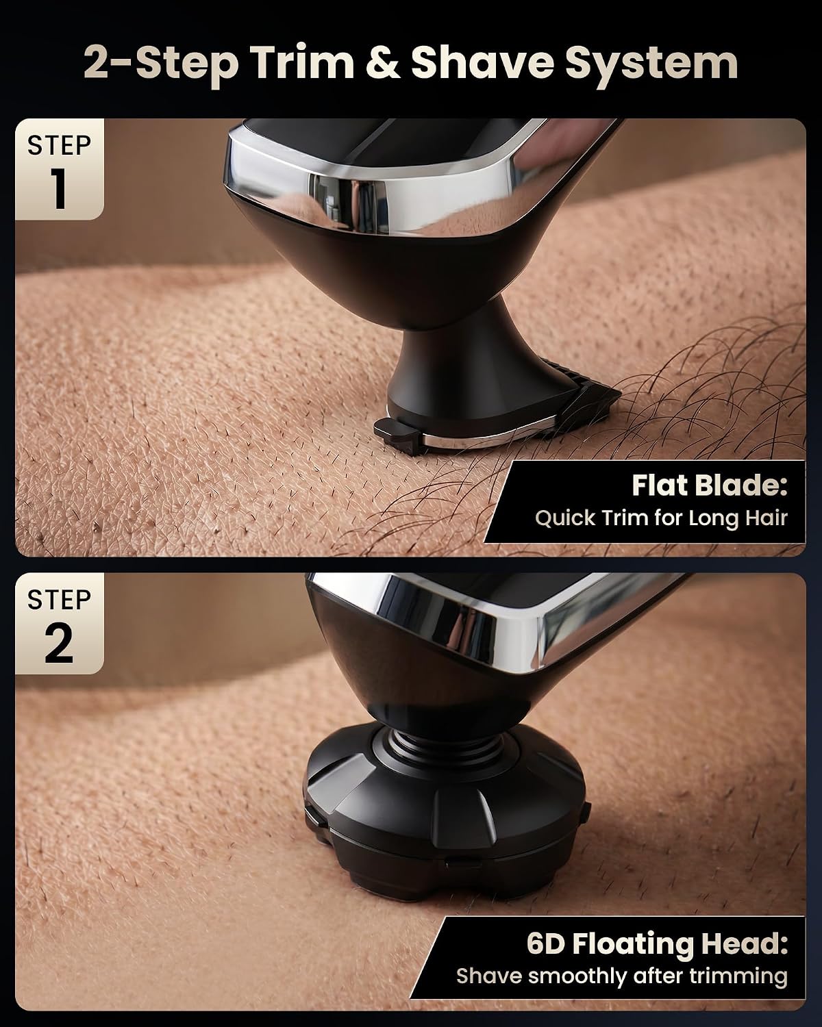 Detalle 1 de VIKICON FK-8609 Electric Back Shaver with 6D Head and Detachable Handle