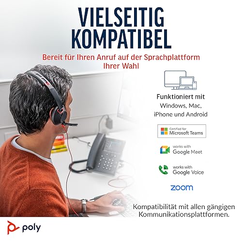 Thumbnail 6 de Schnurgebundenes Headset Poly Blackwire 5210 von Plantronics – flexibler Mikrofonarm, Noise Cancelling, USB-C/USB-A/3,5 mm, Teams/Zoom kompatibel