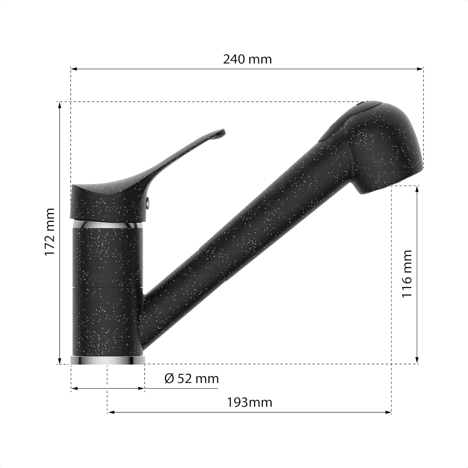 Thumbnail 5 de EISL GRANIT NI183SMCR: Mitigeur d’évier cuisine avec douchette extractible et pivot à 90° – noir