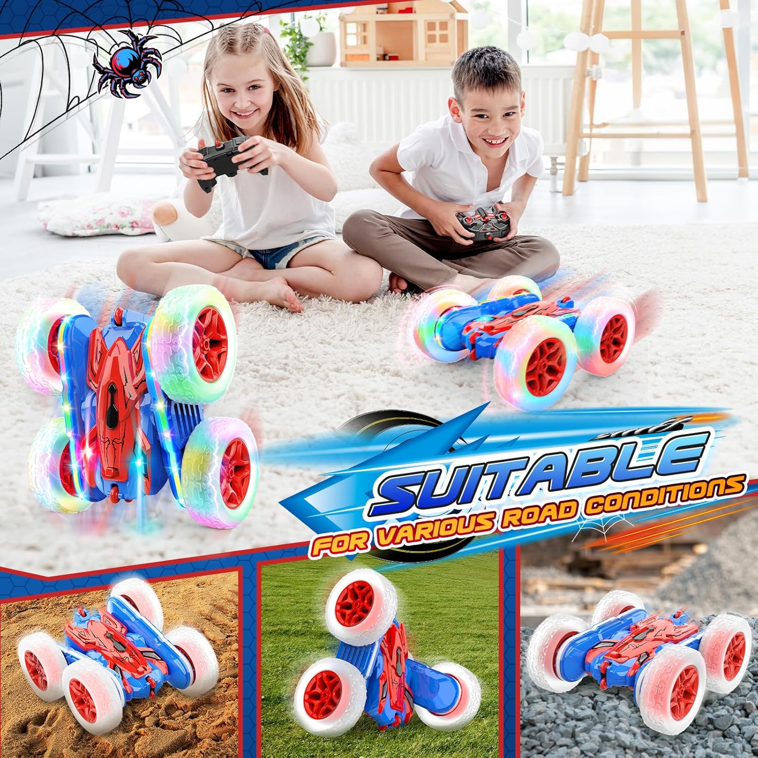 Detalle de Dislocati Macchina Telecomandata per Bambini 3-12 Anni — Veicolo RC conLED e 360° Flip