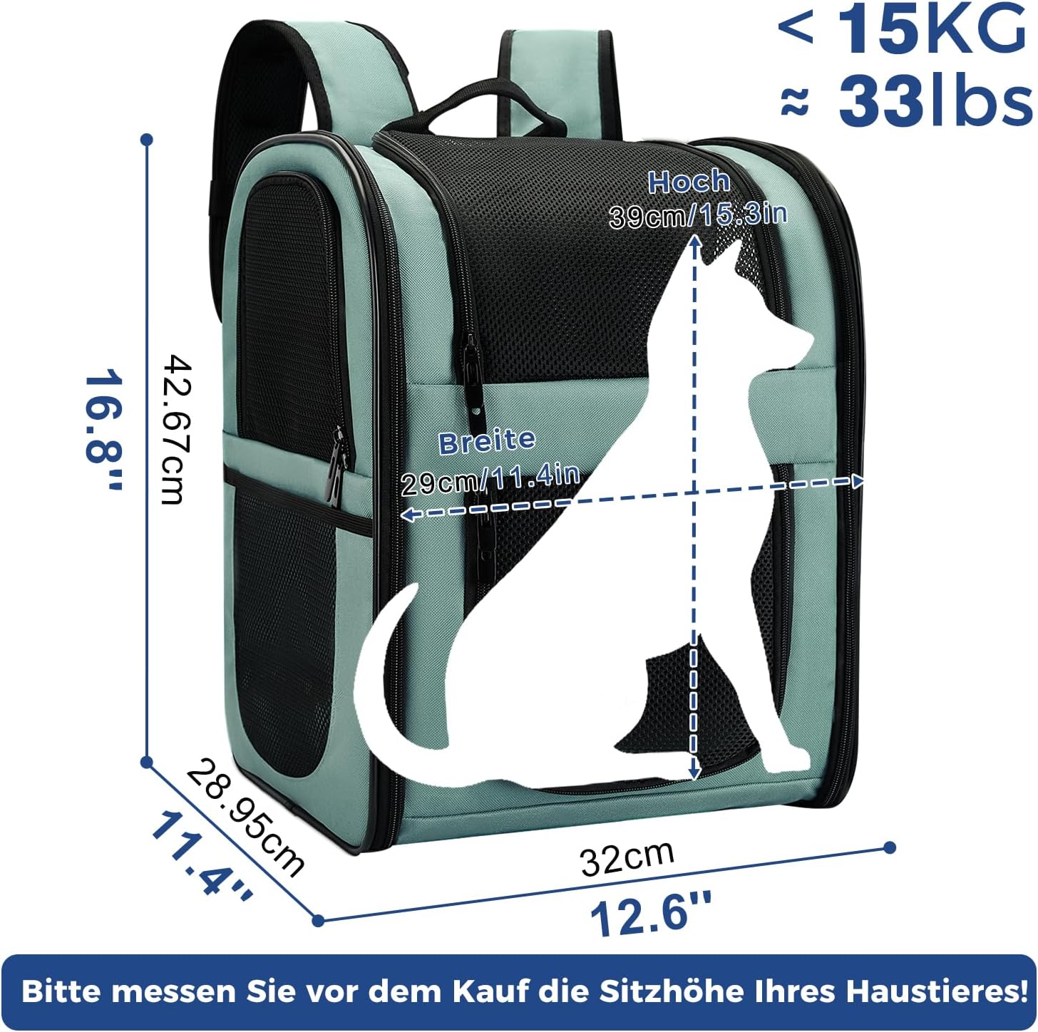 Thumbnail 1 de apollo walker HundeRucksack und KatzenRucksack für Kleine Haustiere (2–15 kg) – Gepolsterter Rücken, atmungsaktives Netz, Blau