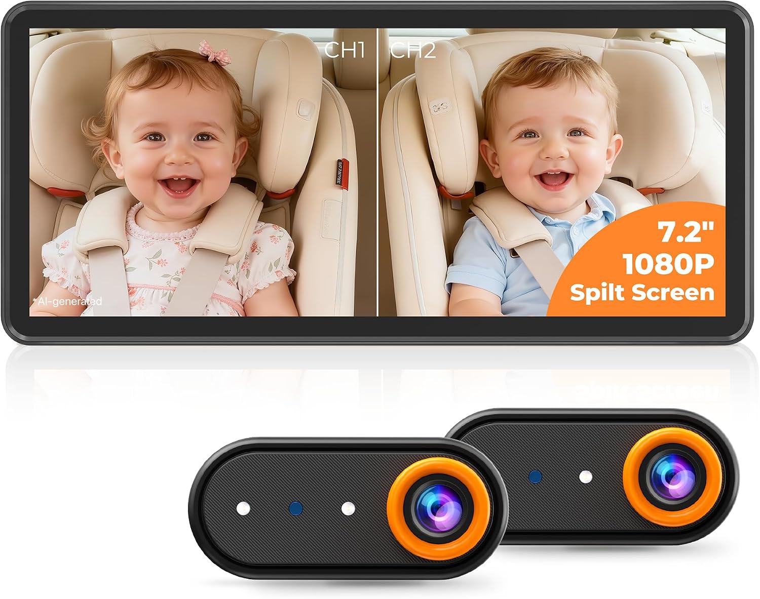 Detalle de LUCKVIEW Dual Baby Car Camera 7.2-Inch Display