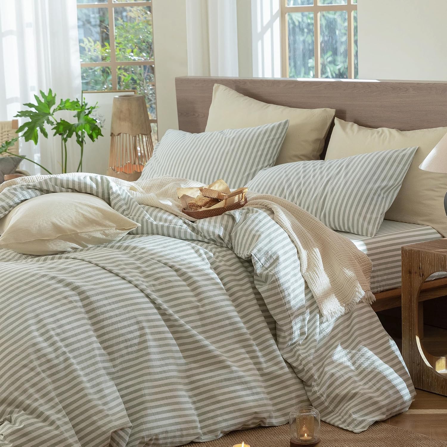 Detalle de MooMee Striped Duvet Cover Set King 104"x90"