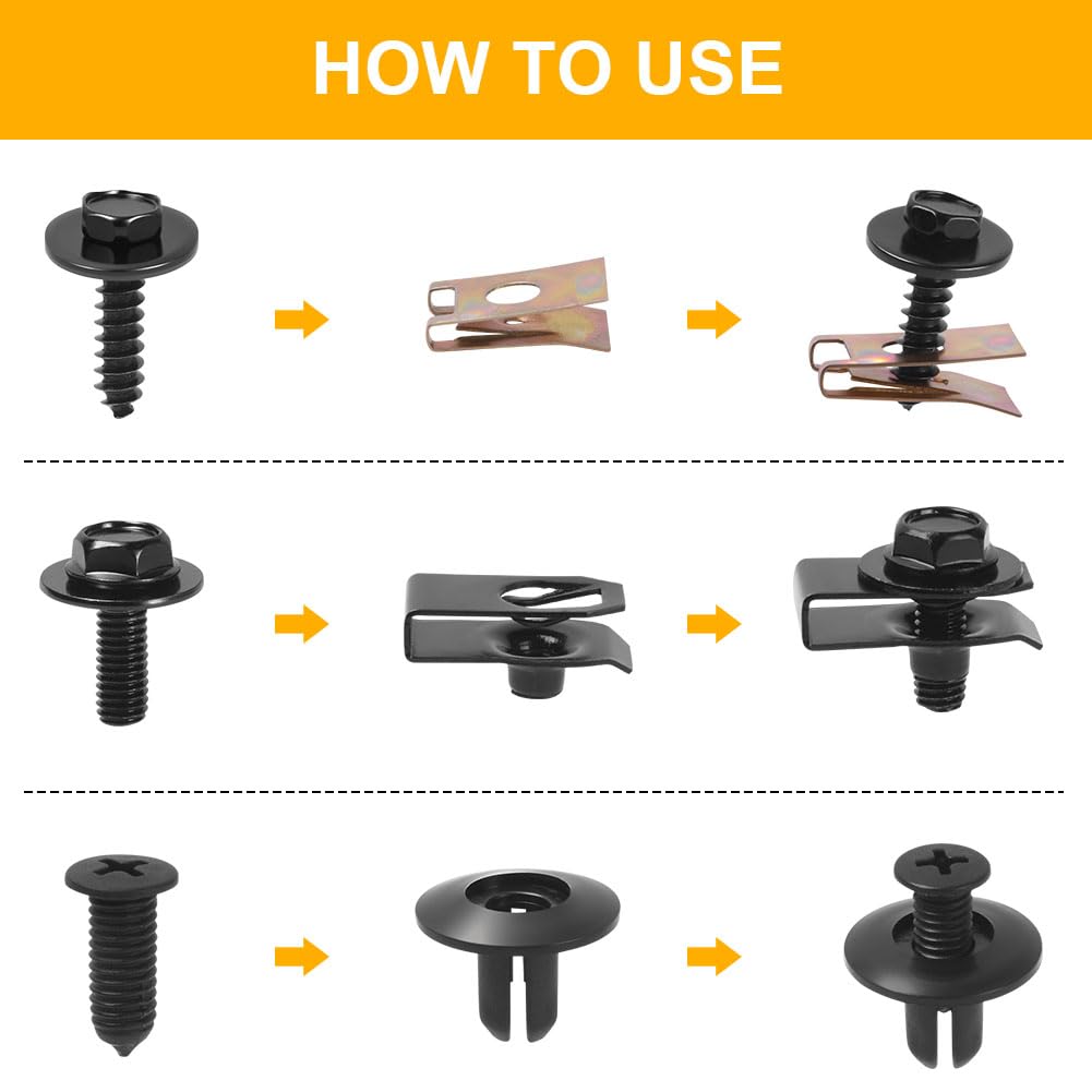 Detalle de Adiwo Kit Universel 64 pièces: vis, boulons et clips pour carrosserie et cache sous-moteur