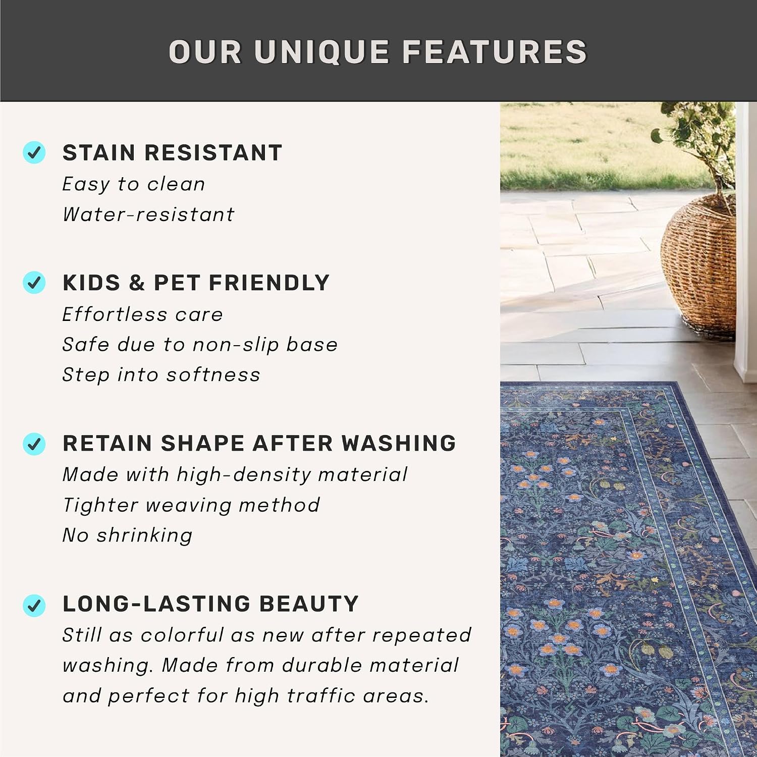 Thumbnail 6 de Hazo Haus 6x8 Oriental Rug, Stain-Resistant