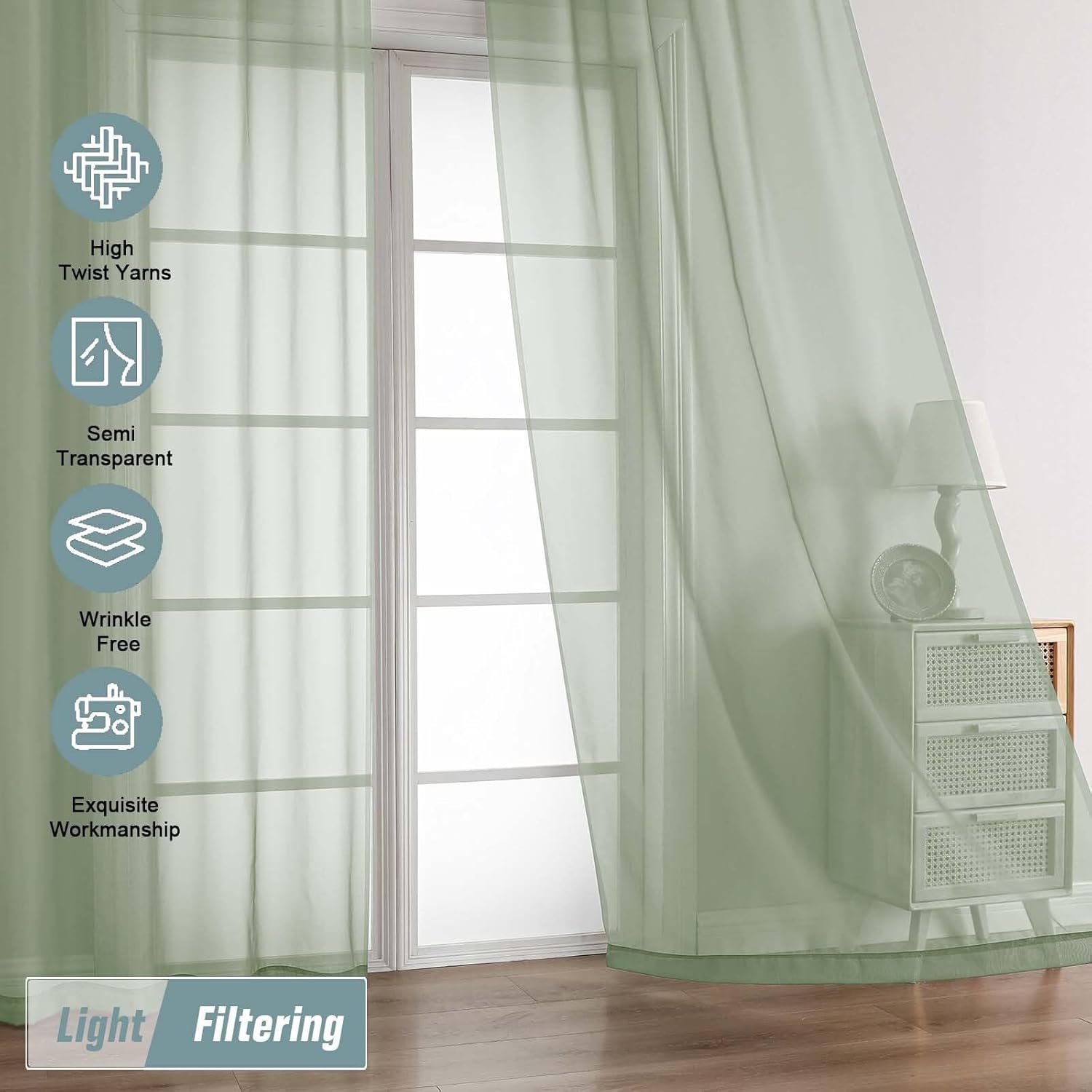 Detalle 1 de Ebesto Sheer Curtains, 108 inches