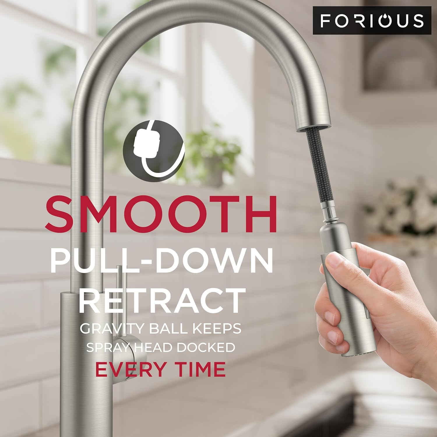 Thumbnail 3 de FORIOUS Kitchen Faucet, Brushed Nickel